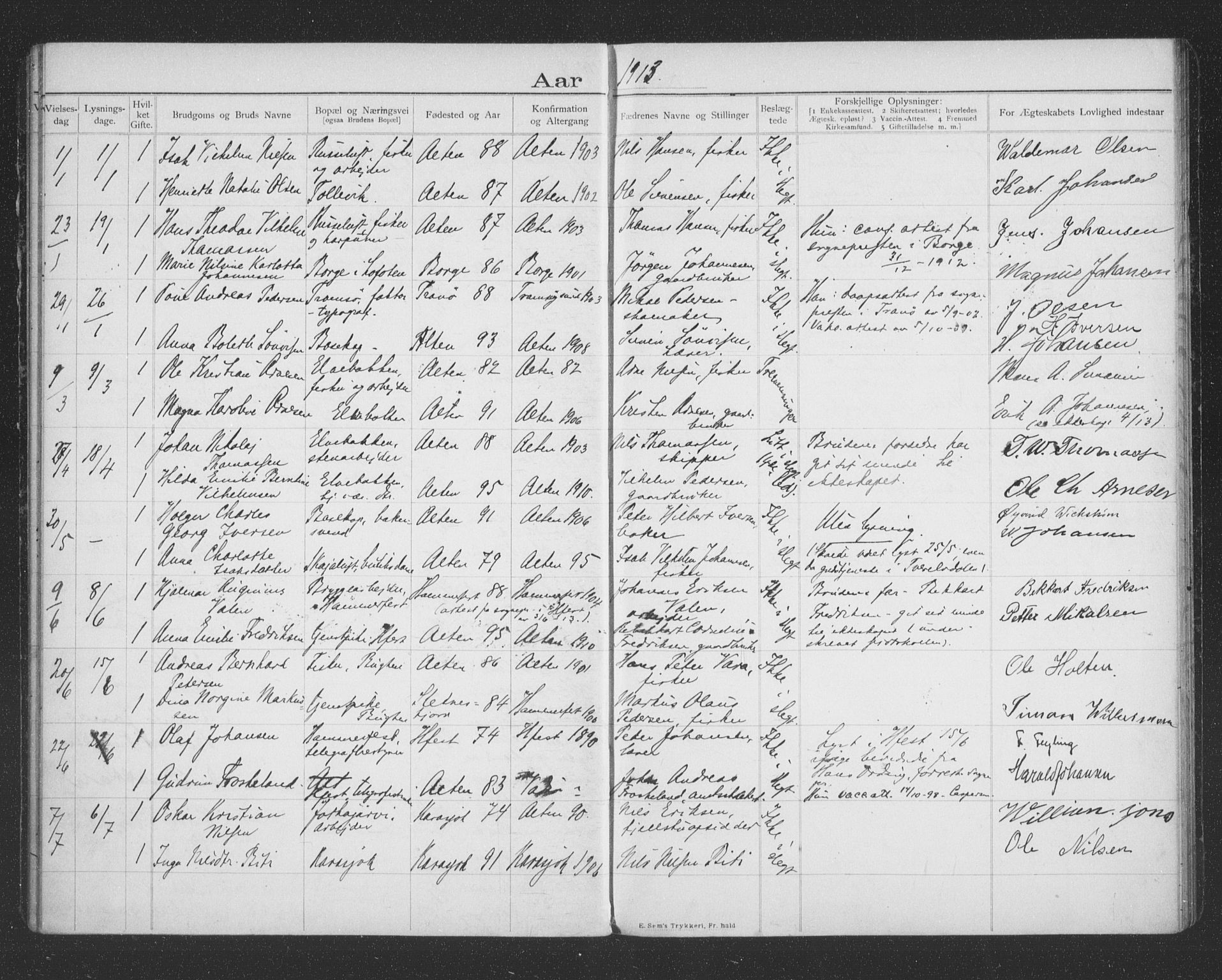 Alta sokneprestkontor, AV/SATØ-S-1338/I/Ib/L0045: Banns register no. 45, 1903-1921