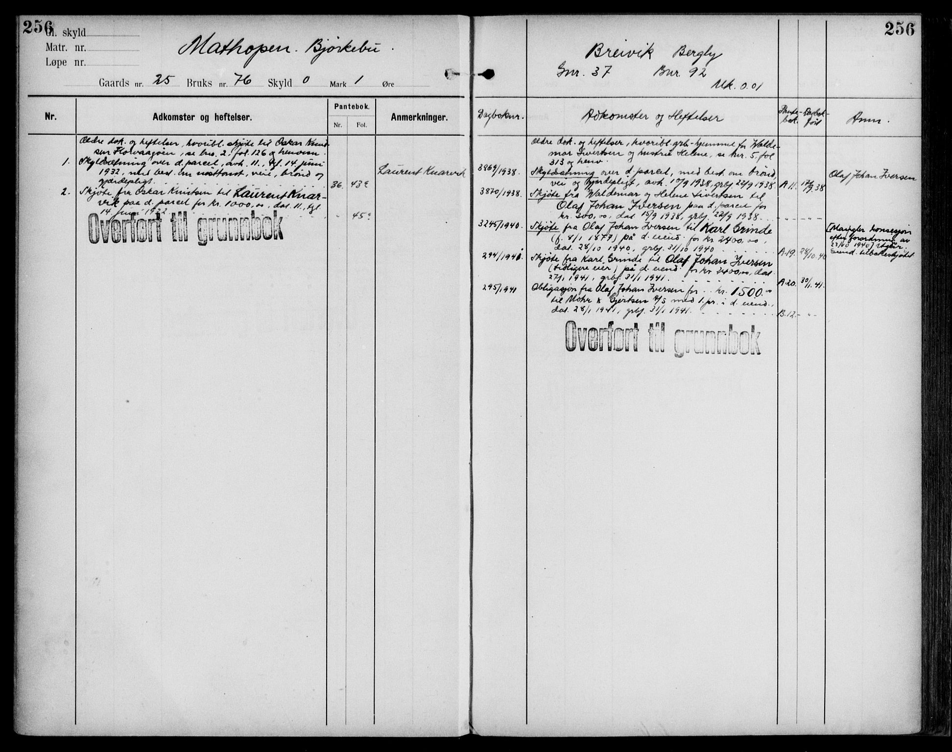 Midhordland sorenskriveri, AV/SAB-A-3001/1/G/Ga/Gab/L0109: Mortgage register no. II.A.b.109, p. 256