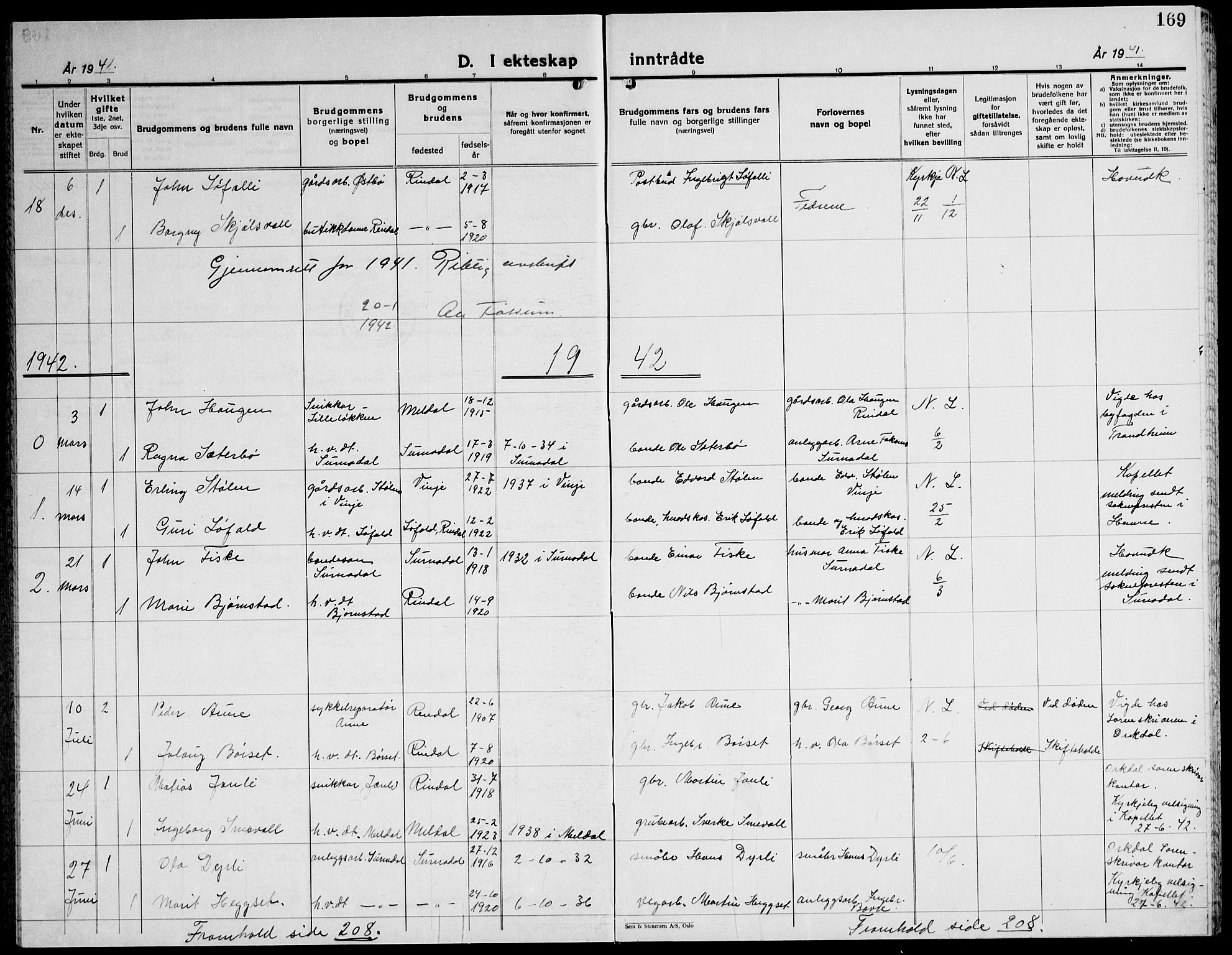 Ministerialprotokoller, klokkerbøker og fødselsregistre - Møre og Romsdal, AV/SAT-A-1454/598/L1080: Parish register (copy) no. 598C05, 1927-1944, p. 169