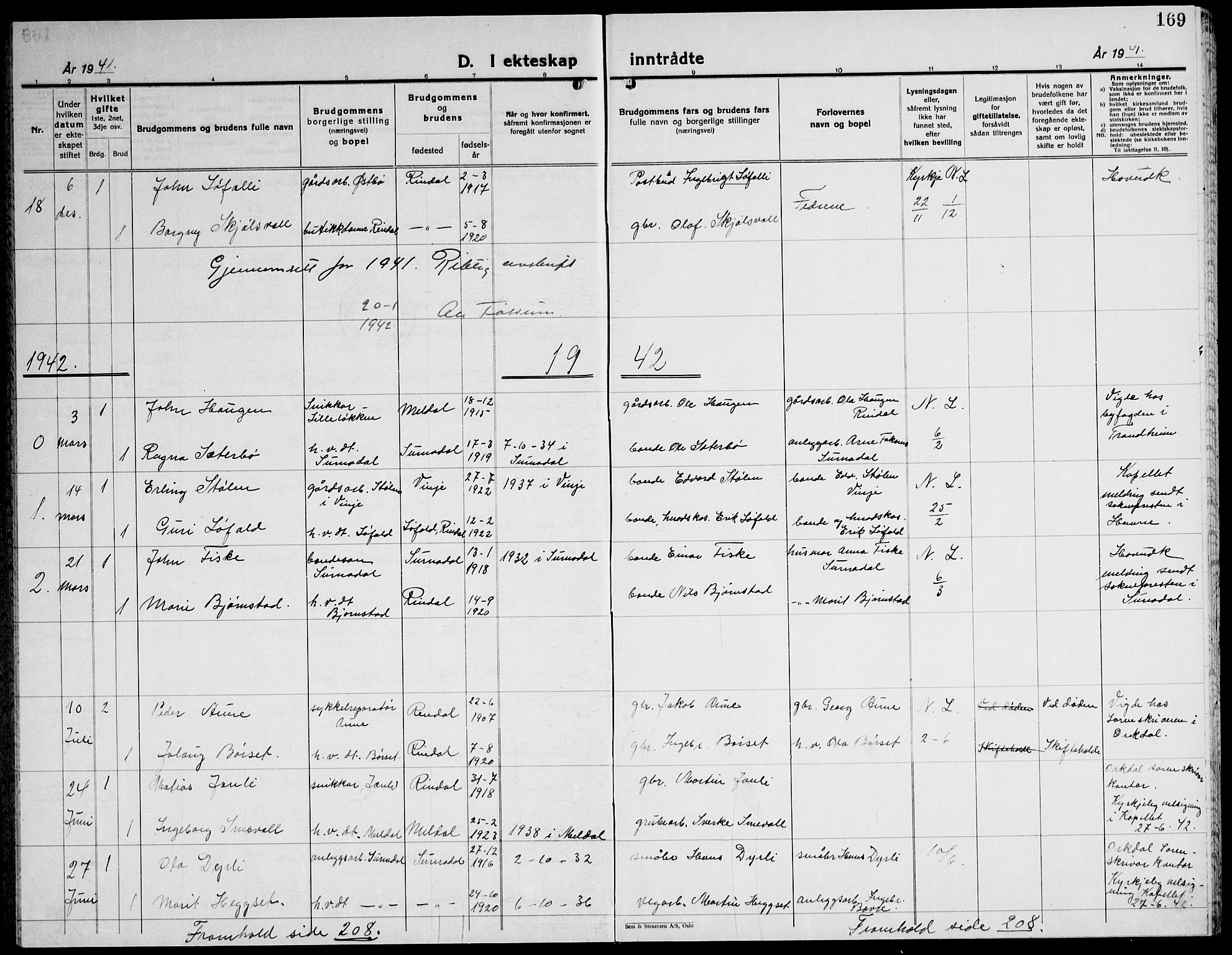 Ministerialprotokoller, klokkerbøker og fødselsregistre - Møre og Romsdal, SAT/A-1454/598/L1080: Parish register (copy) no. 598C05, 1927-1944, p. 169