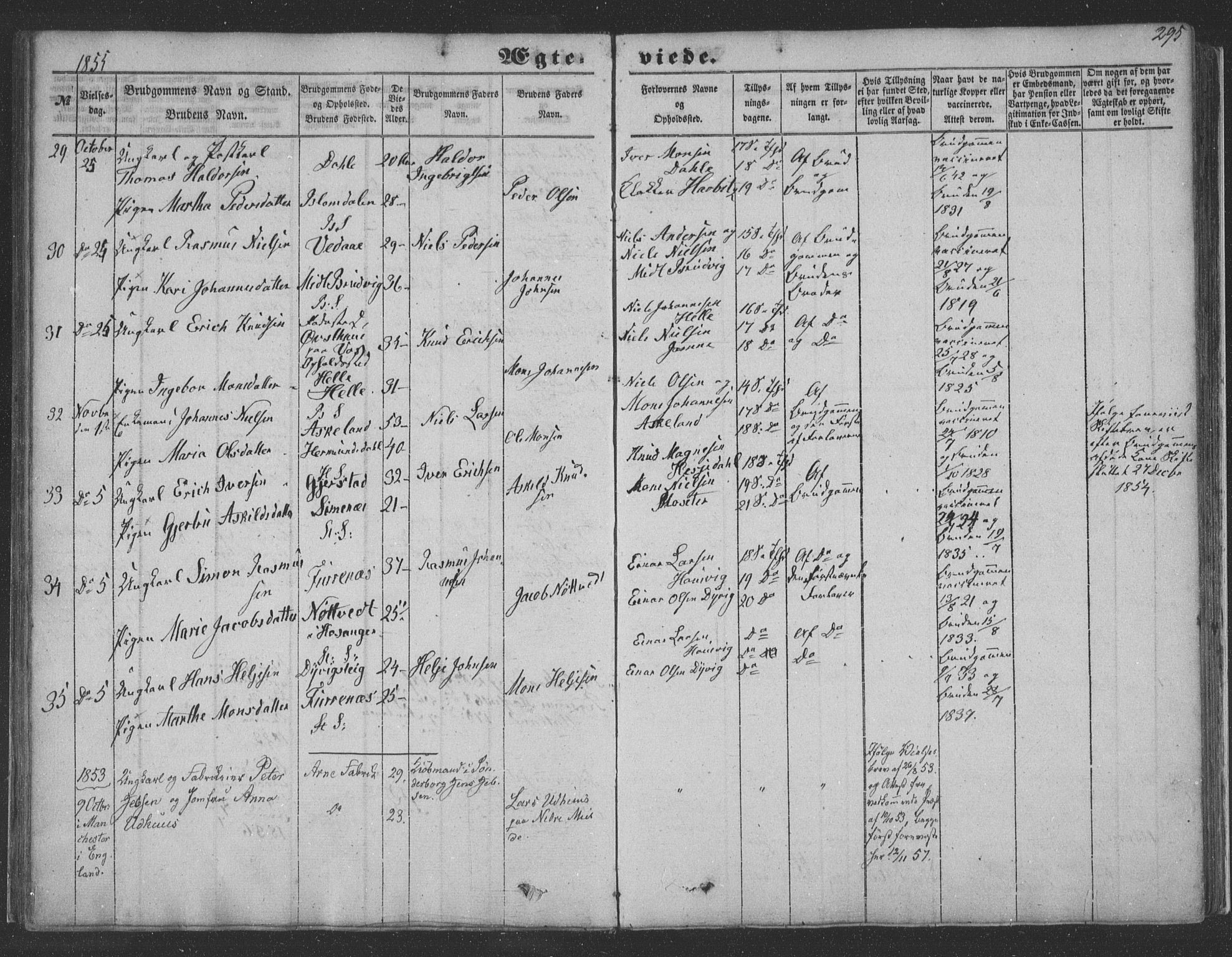 Haus sokneprestembete, SAB/A-75601/H/Haa: Parish register (official) no. A 16 II, 1848-1857, p. 295