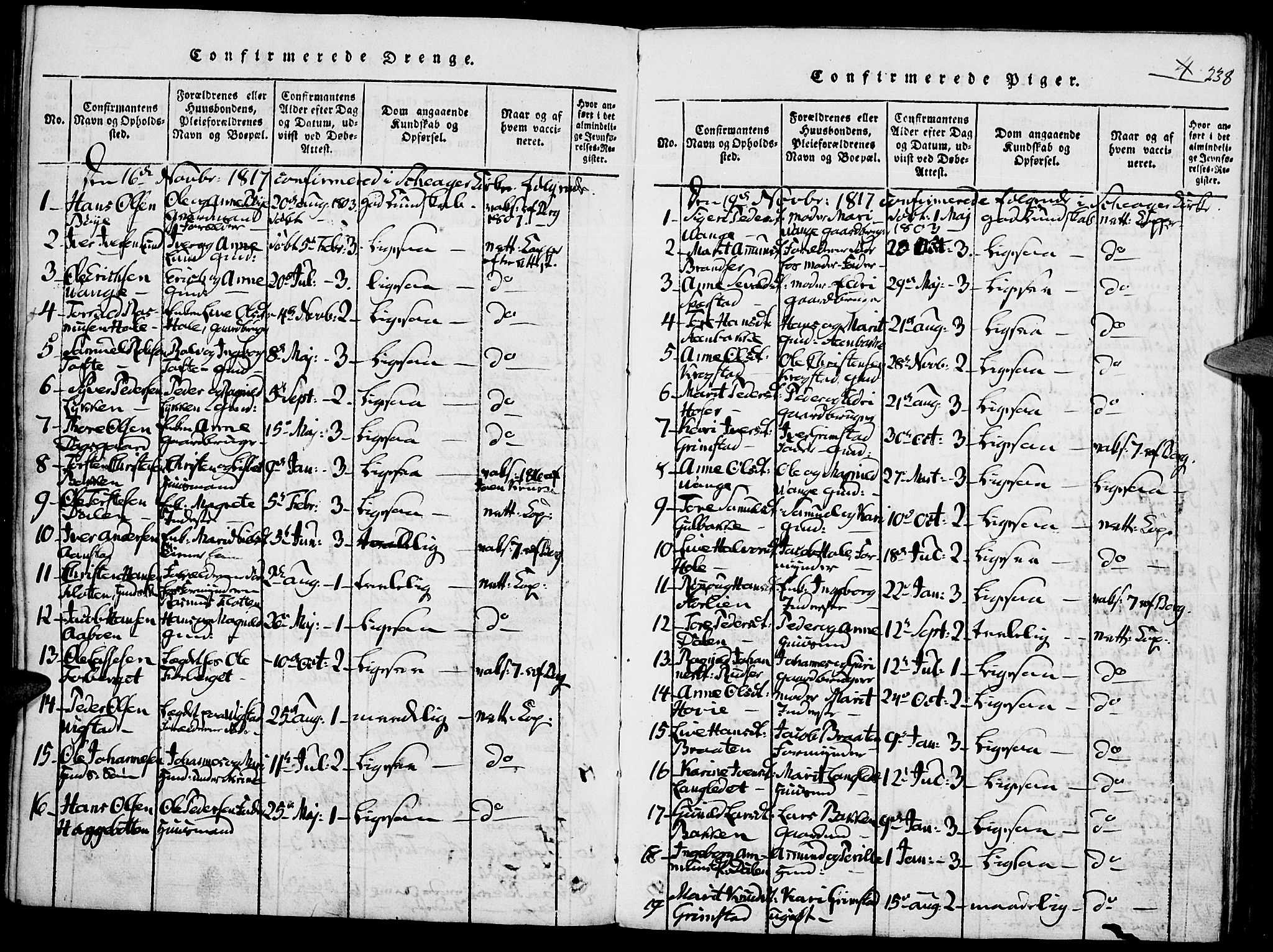 Lom prestekontor, SAH/PREST-070/K/L0004: Parish register (official) no. 4, 1815-1825, p. 238