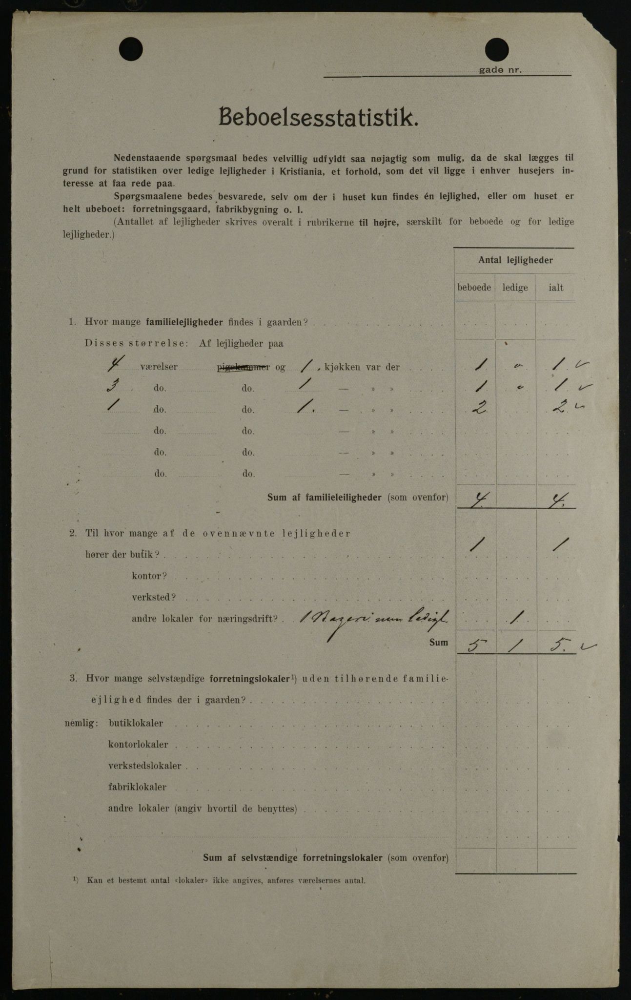 OBA, Municipal Census 1908 for Kristiania, 1908, p. 8696