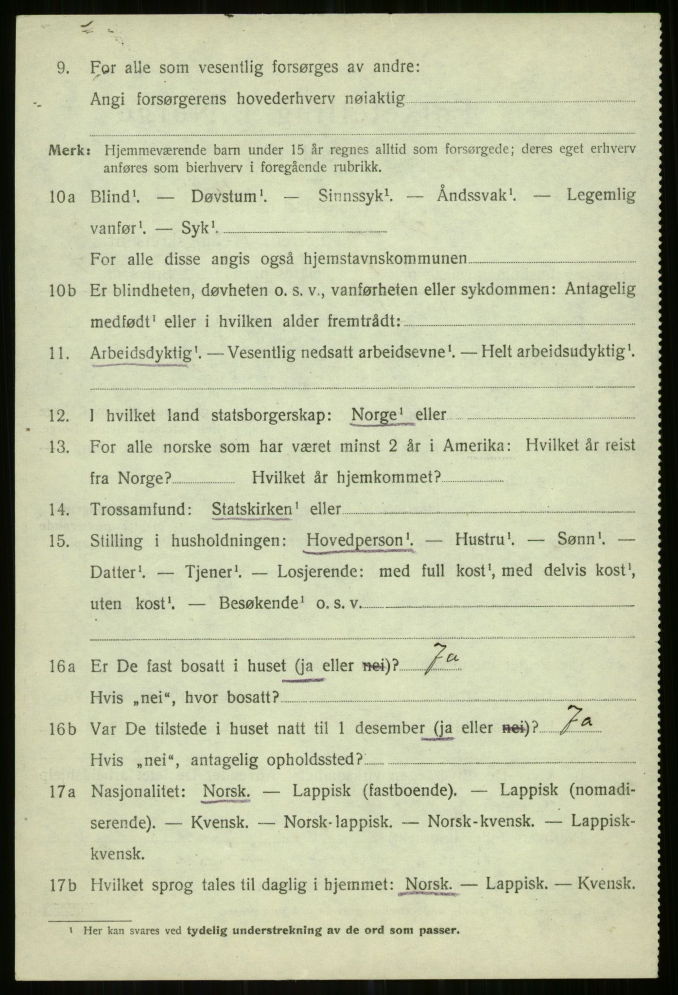 SATØ, 1920 census for Helgøy, 1920, p. 1140