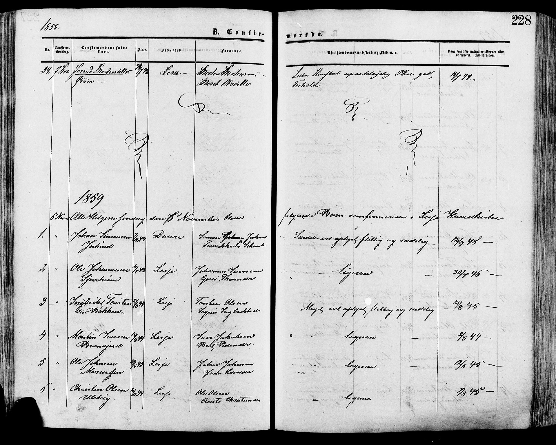 Lesja prestekontor, SAH/PREST-068/H/Ha/Haa/L0008: Parish register (official) no. 8, 1854-1880, p. 228