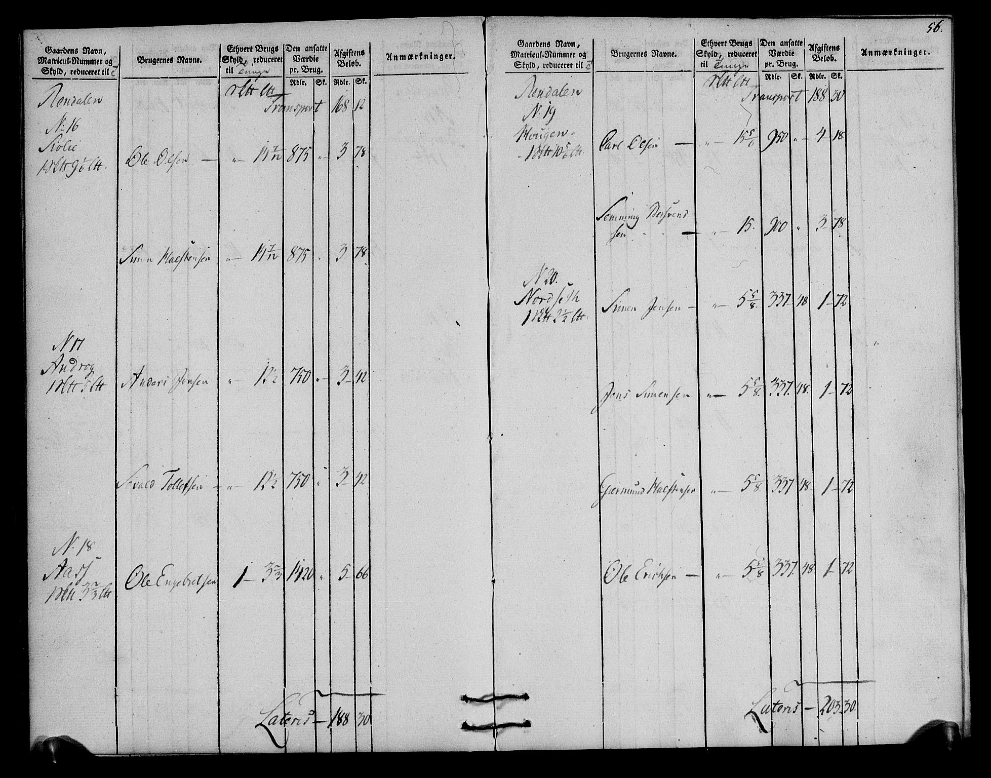 Rentekammeret inntil 1814, Realistisk ordnet avdeling, AV/RA-EA-4070/N/Ne/Nea/L0030: Østerdal fogderi. Oppebørselsregister, 1803-1804, p. 59