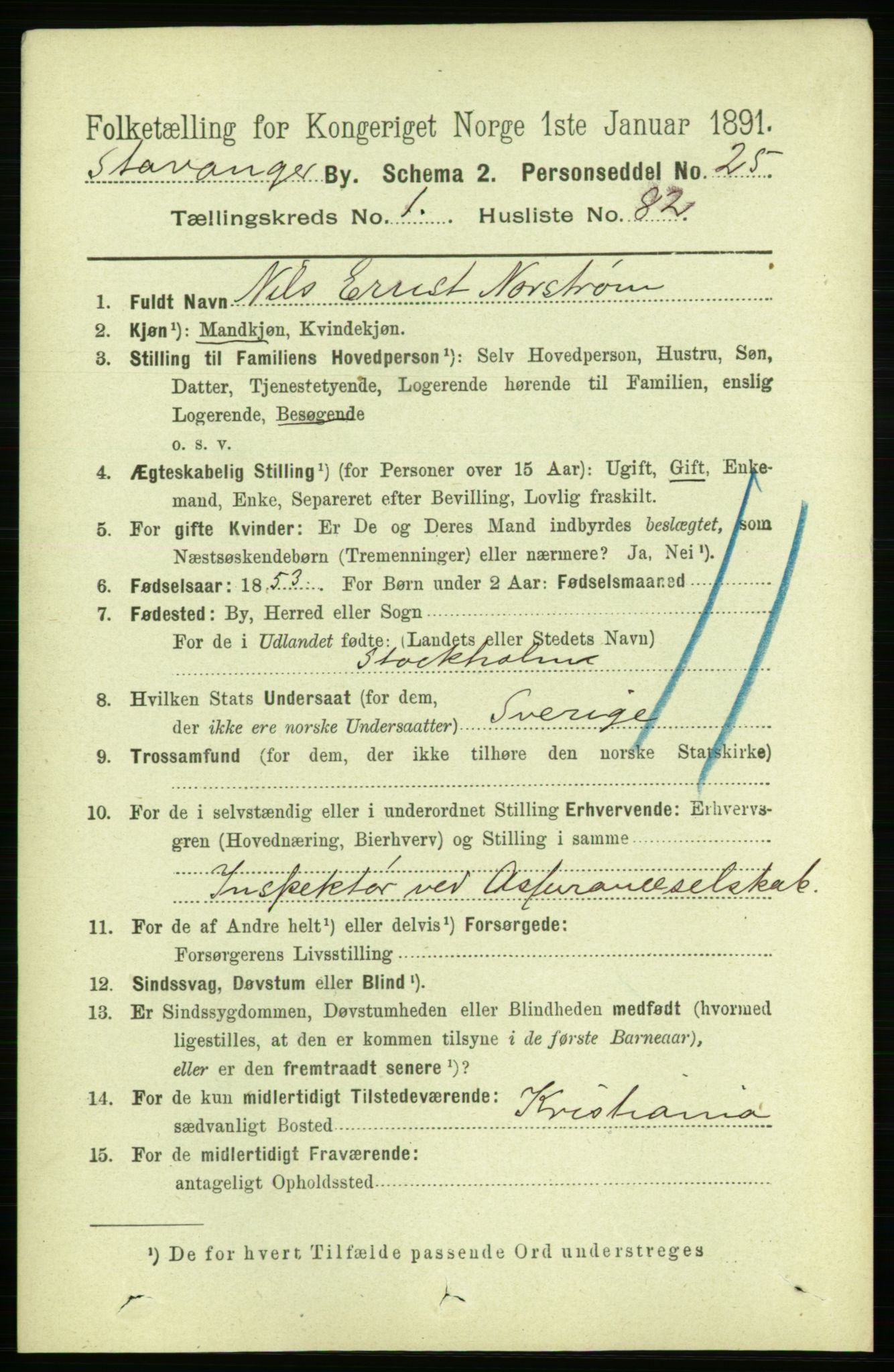 RA, 1891 census for 1103 Stavanger, 1891, p. 5918