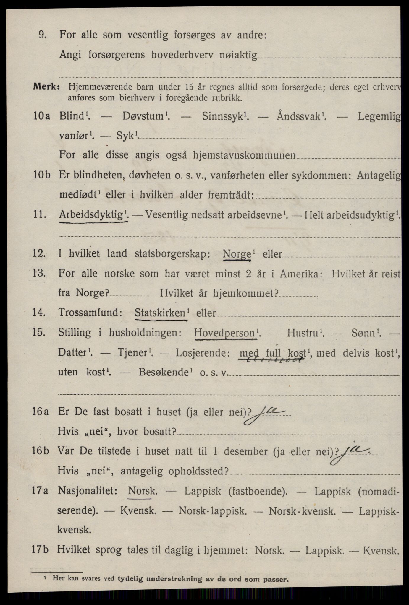 SAT, 1920 census for Byneset, 1920, p. 2501