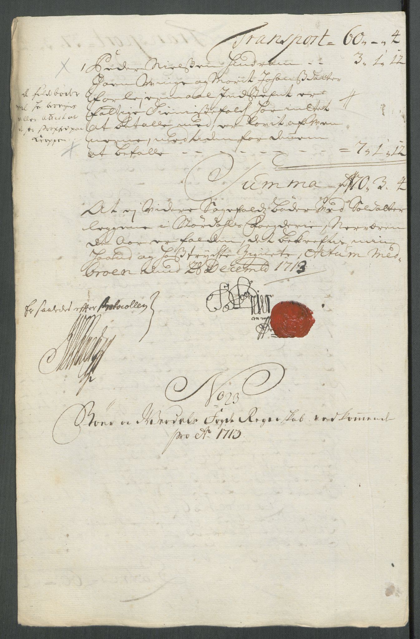 Rentekammeret inntil 1814, Reviderte regnskaper, Fogderegnskap, AV/RA-EA-4092/R62/L4203: Fogderegnskap Stjørdal og Verdal, 1713, p. 240