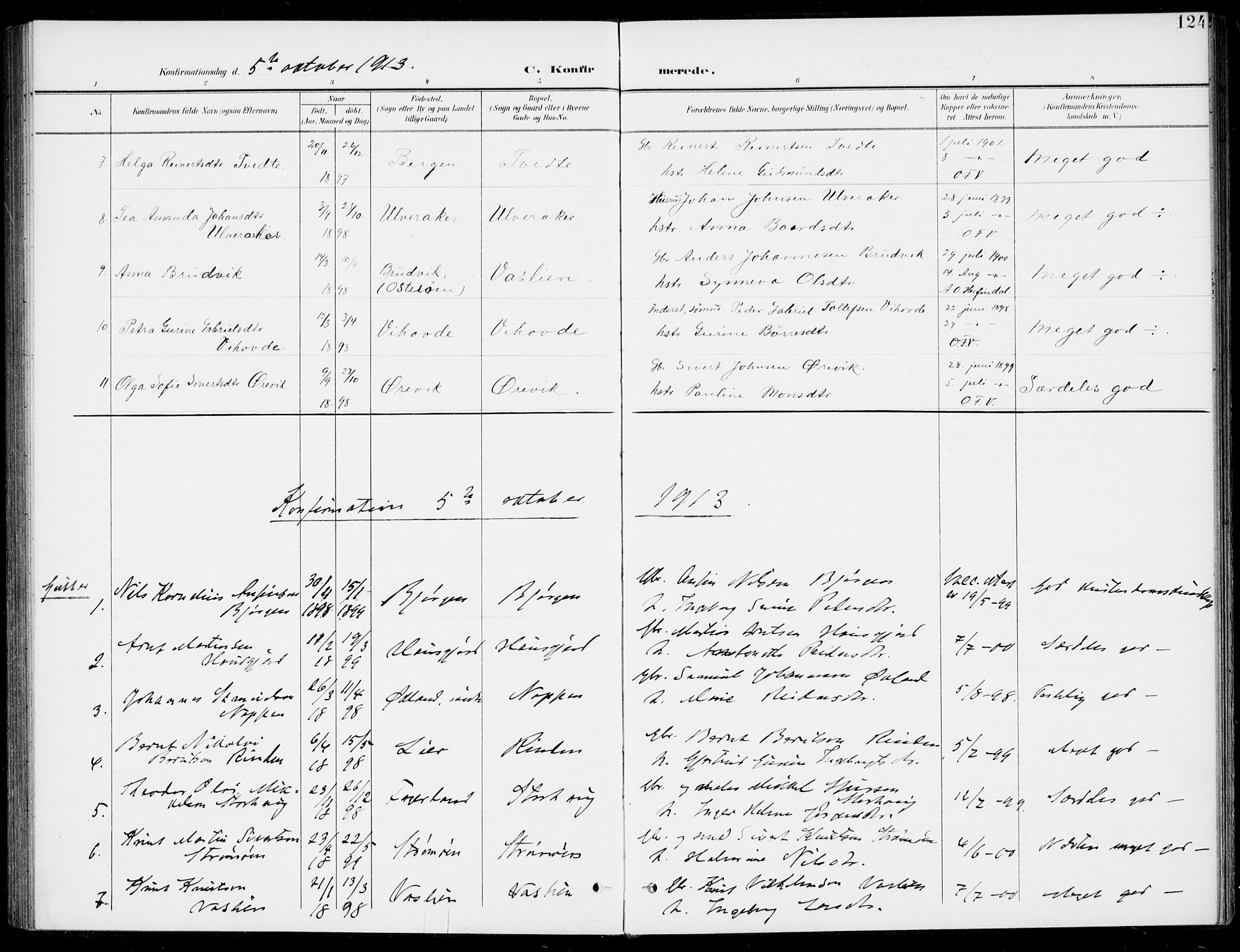 Sveio Sokneprestembete, AV/SAB-A-78501/H/Haa: Parish register (official) no. C 3, 1899-1916, p. 124