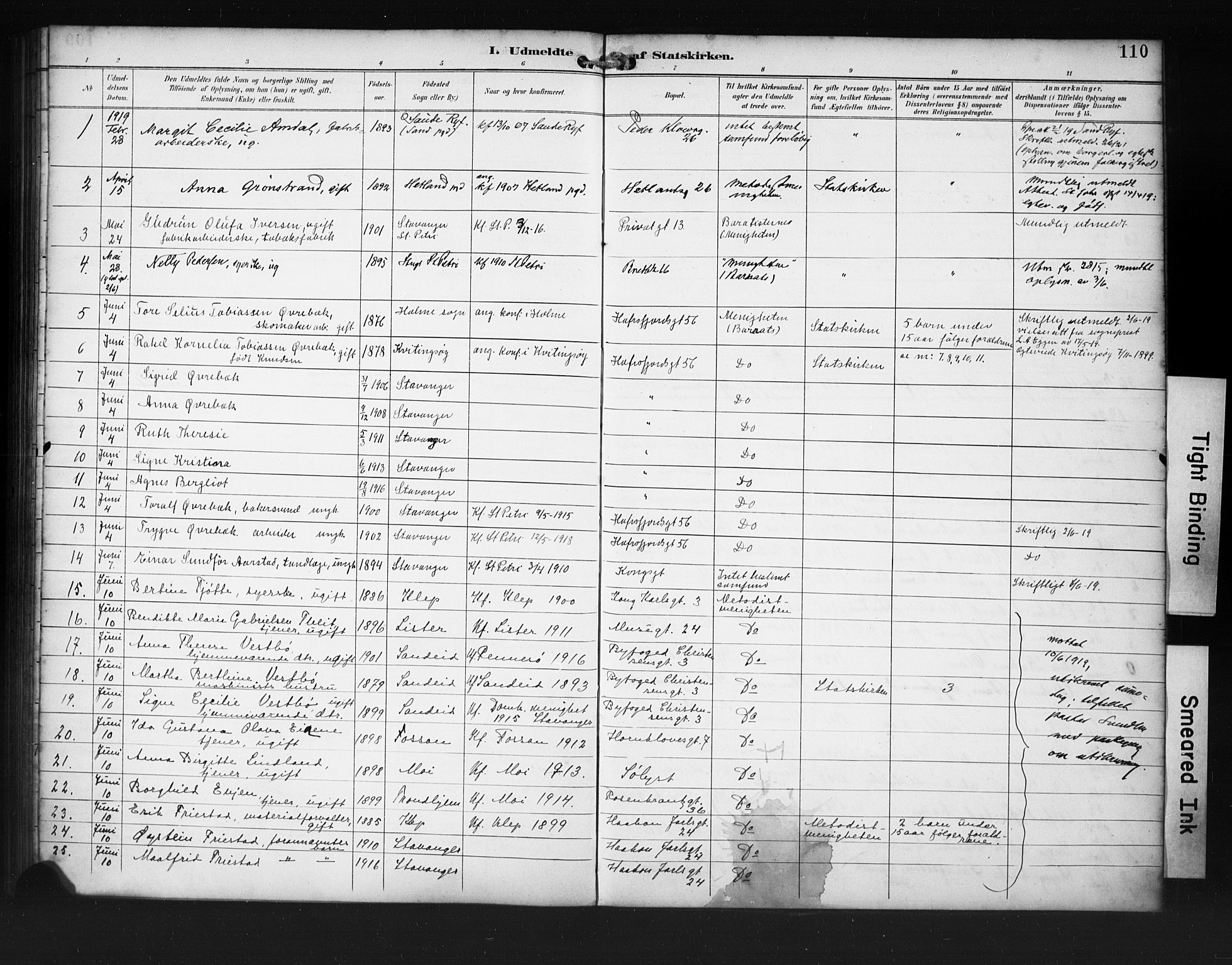 St. Petri sokneprestkontor, AV/SAST-A-101813/001/30/30BA/L0020: Parish register (official) no. A 18, 1893-1928, p. 110