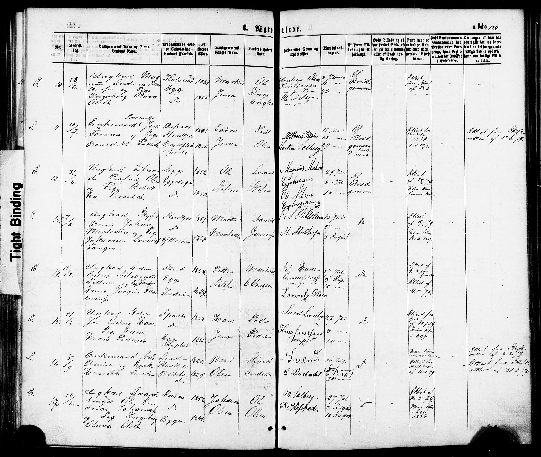 Ministerialprotokoller, klokkerbøker og fødselsregistre - Nord-Trøndelag, SAT/A-1458/739/L0370: Parish register (official) no. 739A02, 1868-1881, p. 129