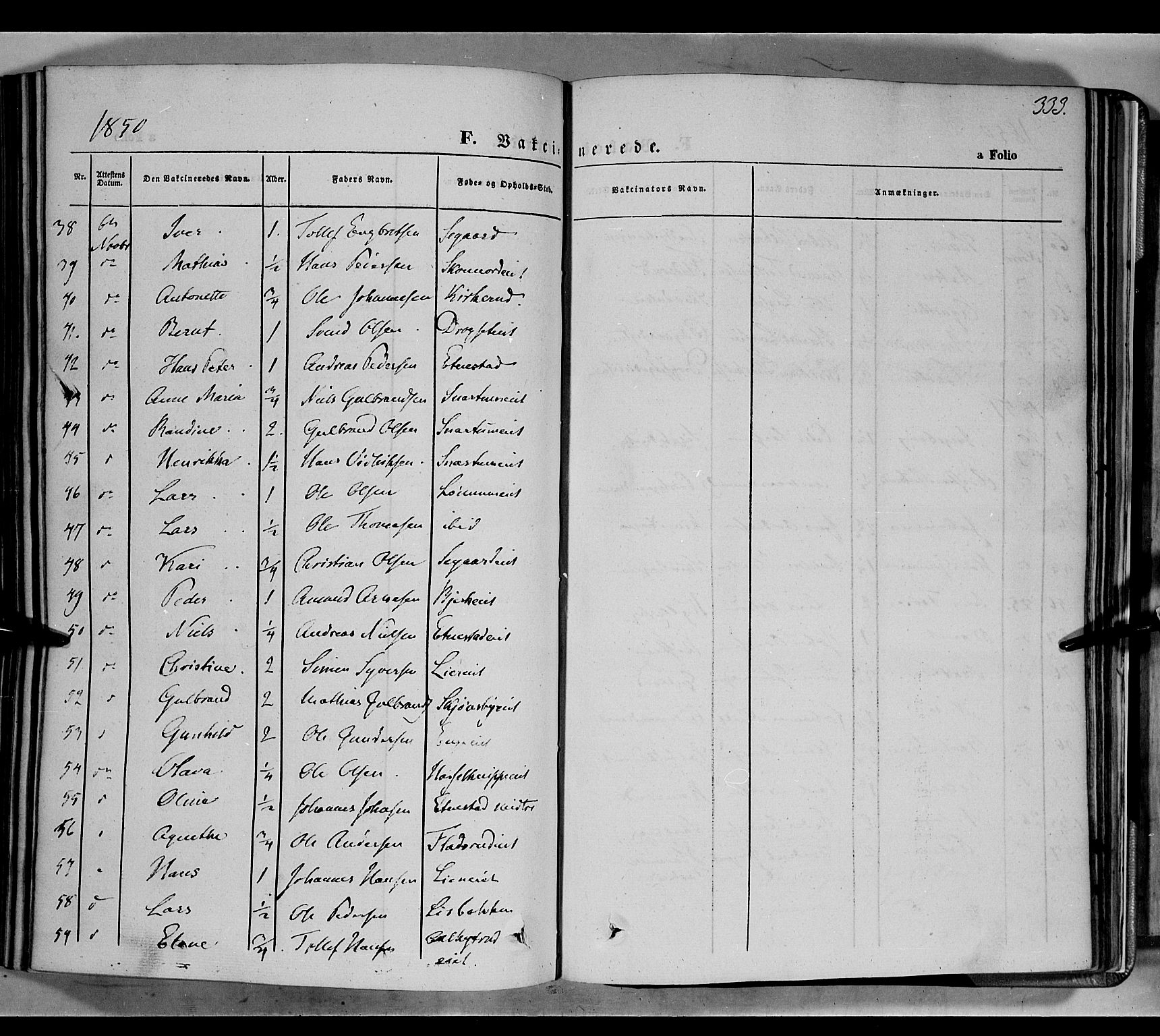 Biri prestekontor, SAH/PREST-096/H/Ha/Haa/L0005: Parish register (official) no. 5, 1843-1854, p. 333
