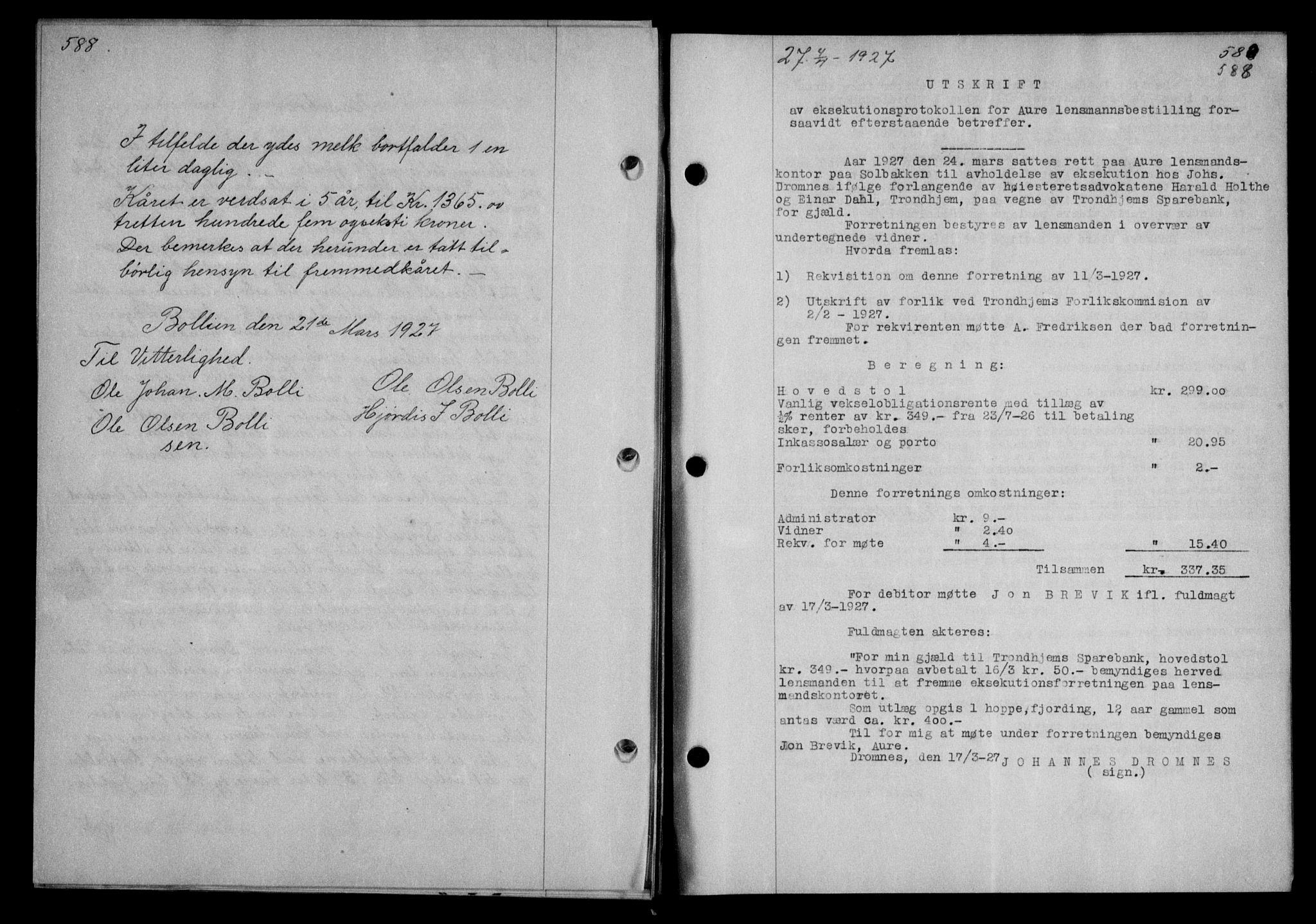 Nordmøre sorenskriveri, AV/SAT-A-4132/1/2/2Ca/L0061: Mortgage book no. 51, 1926-1927, Deed date: 04.04.1927