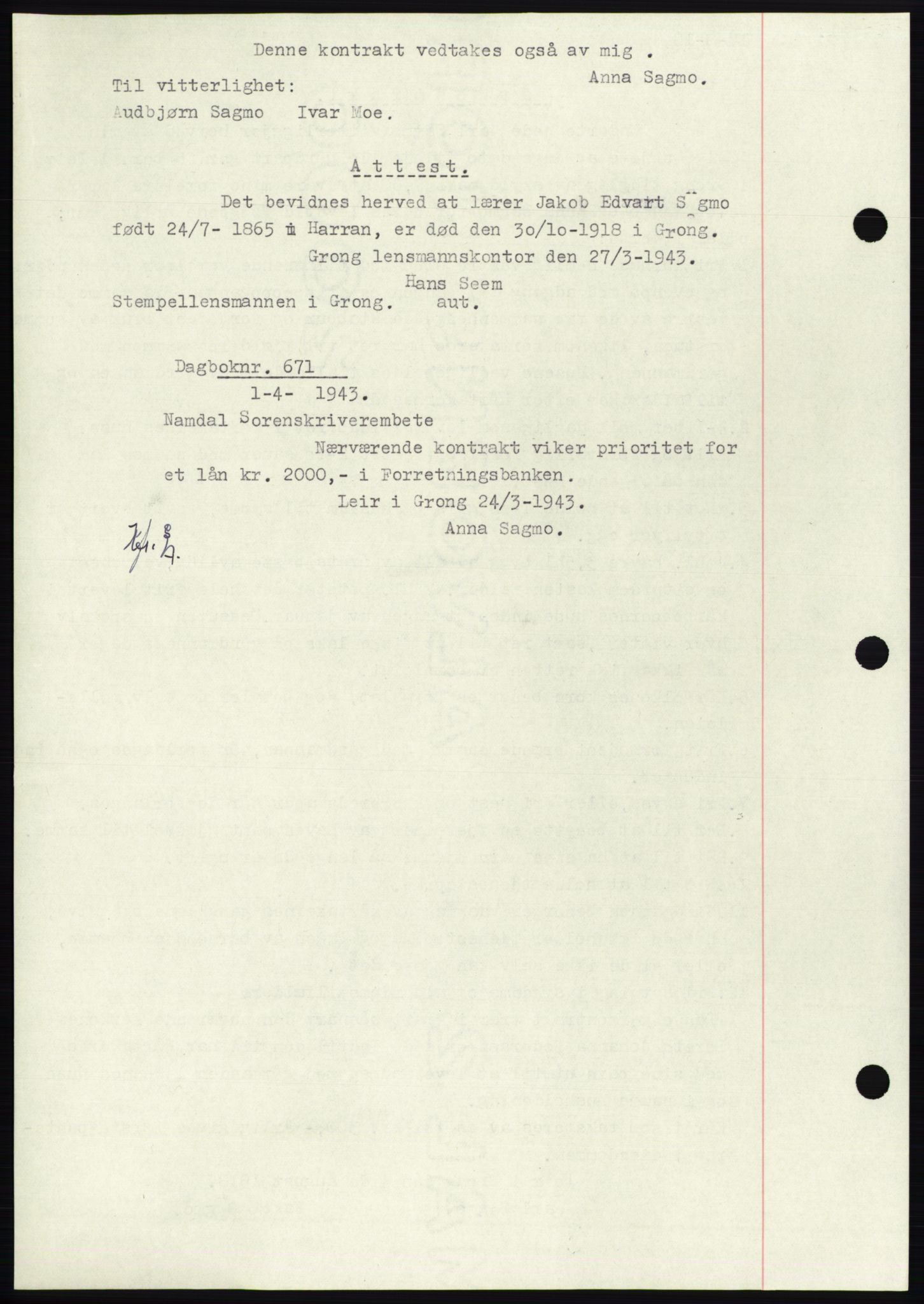 Namdal sorenskriveri, SAT/A-4133/1/2/2C: Mortgage book no. -, 1916-1921, Deed date: 17.08.1918