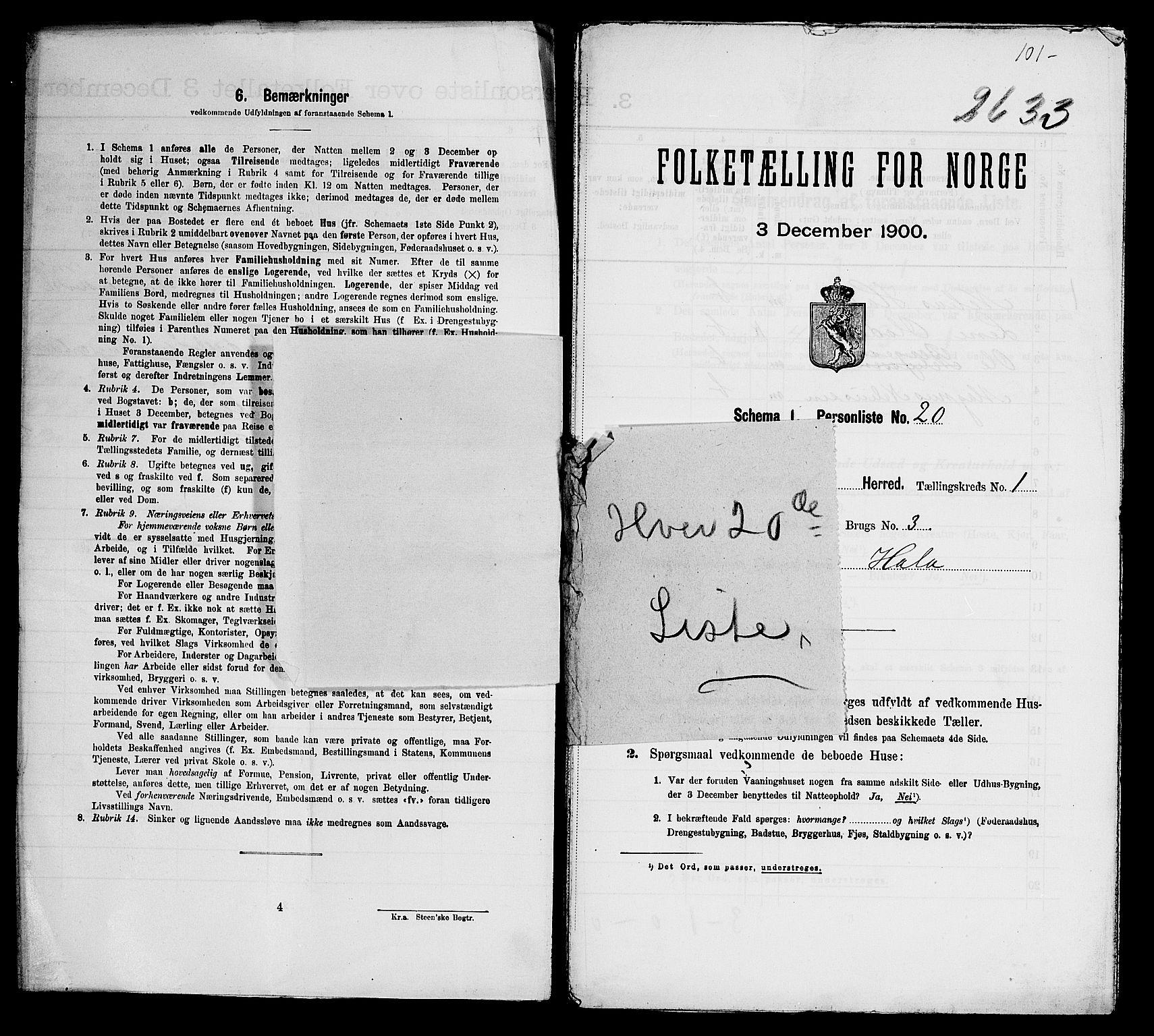 SAST, 1900 census for Årdal, 1900, p. 19