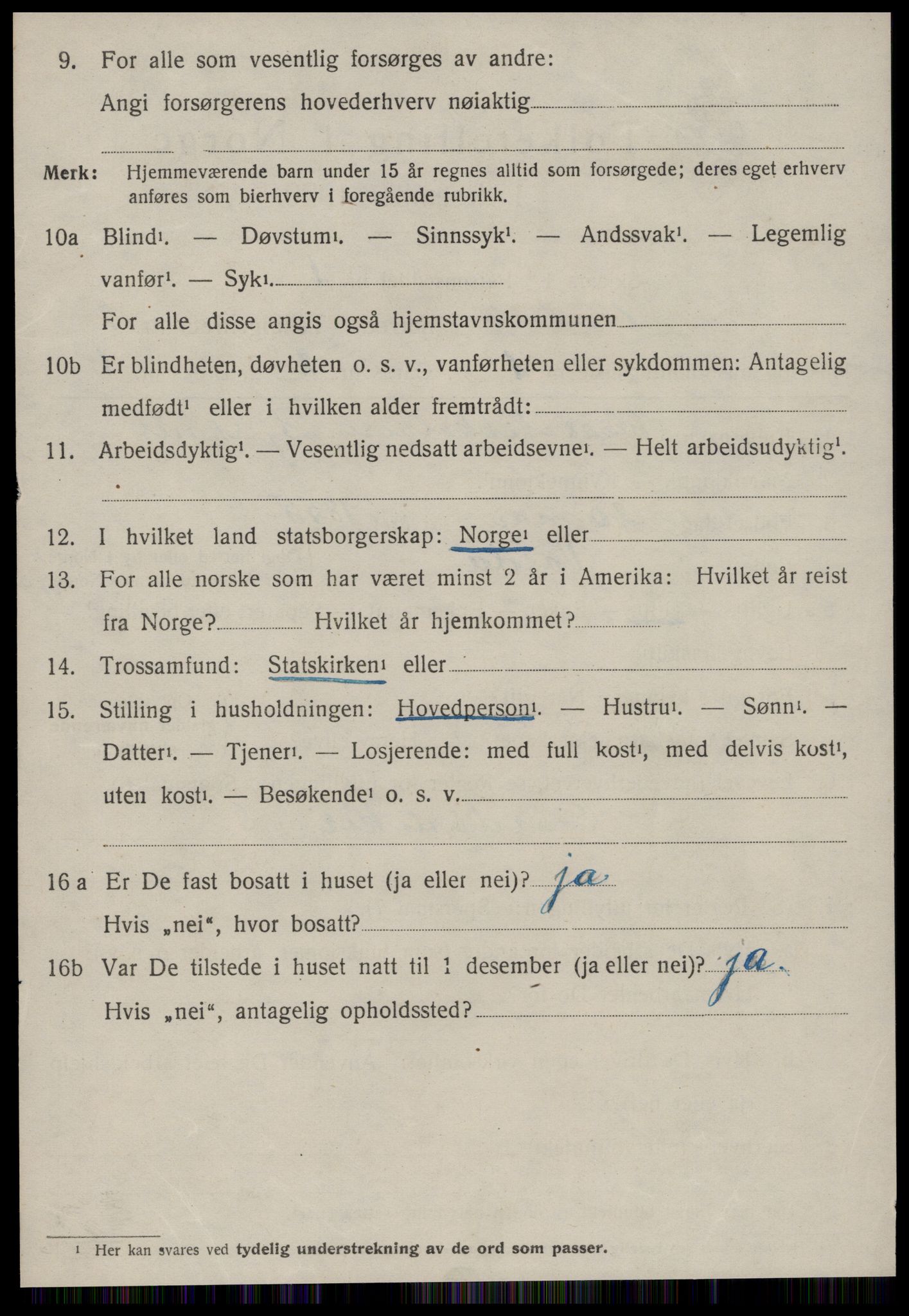 SAT, 1920 census for Volda, 1920, p. 1961