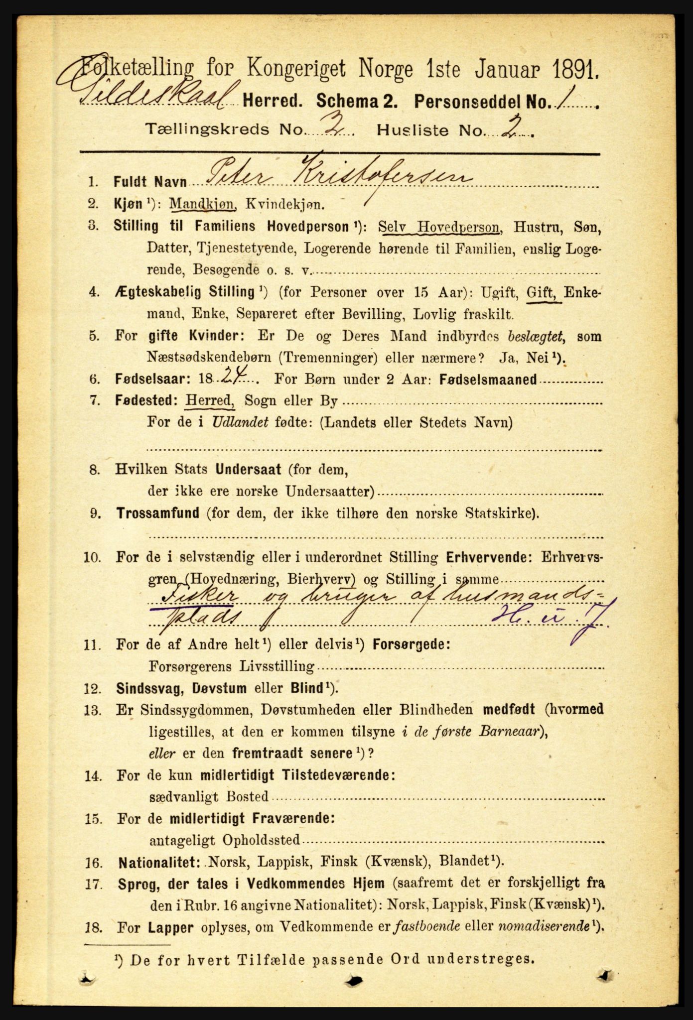 RA, 1891 census for 1838 Gildeskål, 1891, p. 522