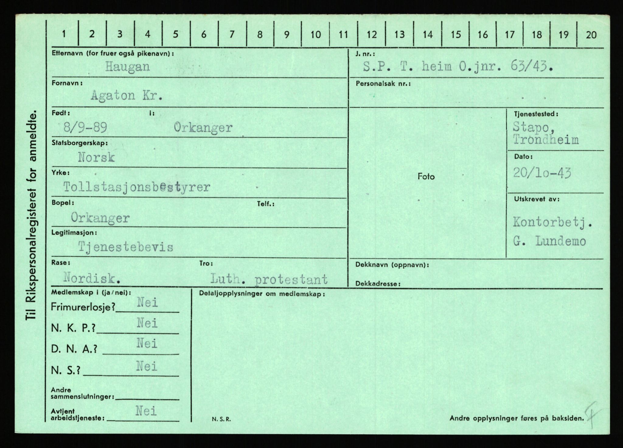 Statspolitiet - Hovedkontoret / Osloavdelingen, AV/RA-S-1329/C/Ca/L0006: Hanche - Hokstvedt, 1943-1945, p. 2209