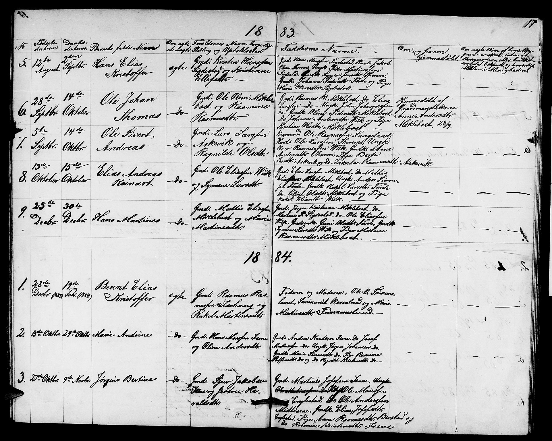 Davik sokneprestembete, SAB/A-79701/H/Hab/Habd/L0001: Parish register (copy) no. D 1, 1866-1891, p. 17