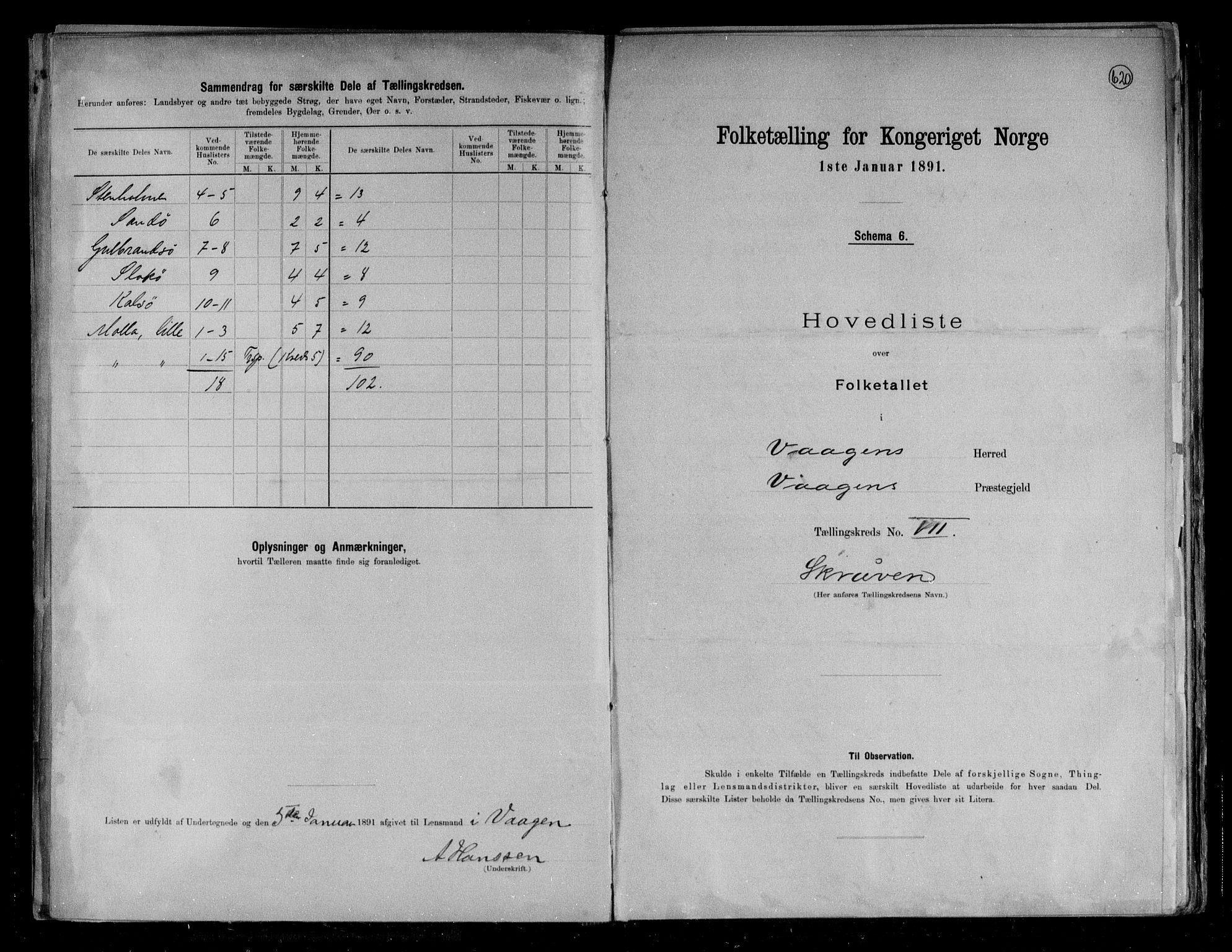 RA, 1891 census for 1865 Vågan, 1891, p. 22