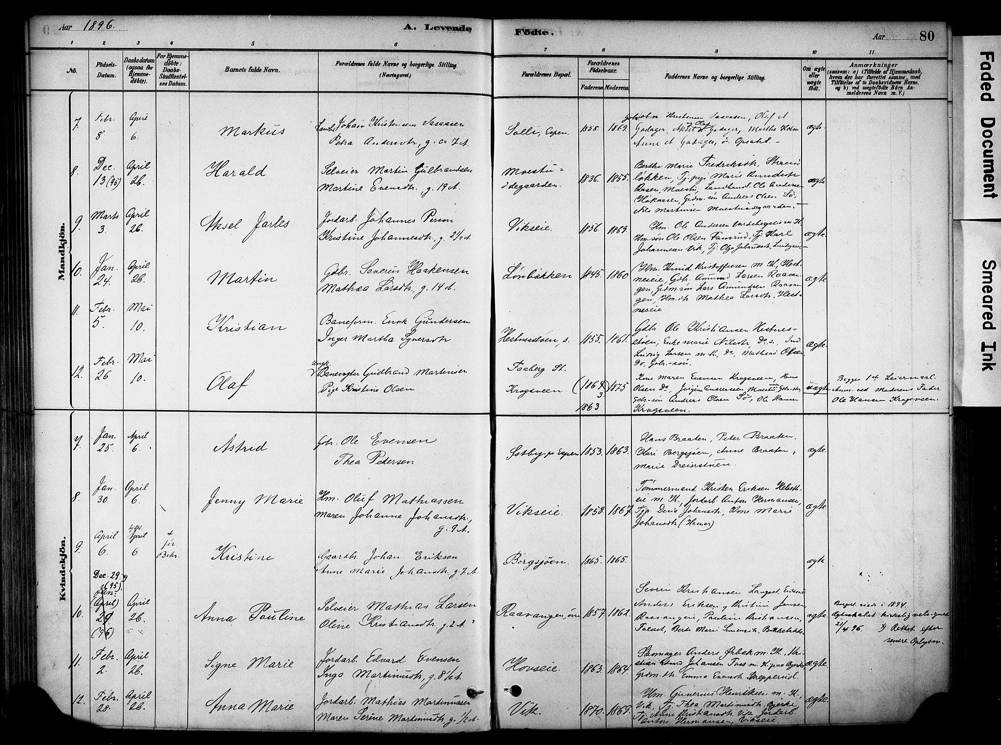 Stange prestekontor, AV/SAH-PREST-002/K/L0018: Parish register (official) no. 18, 1880-1896, p. 80