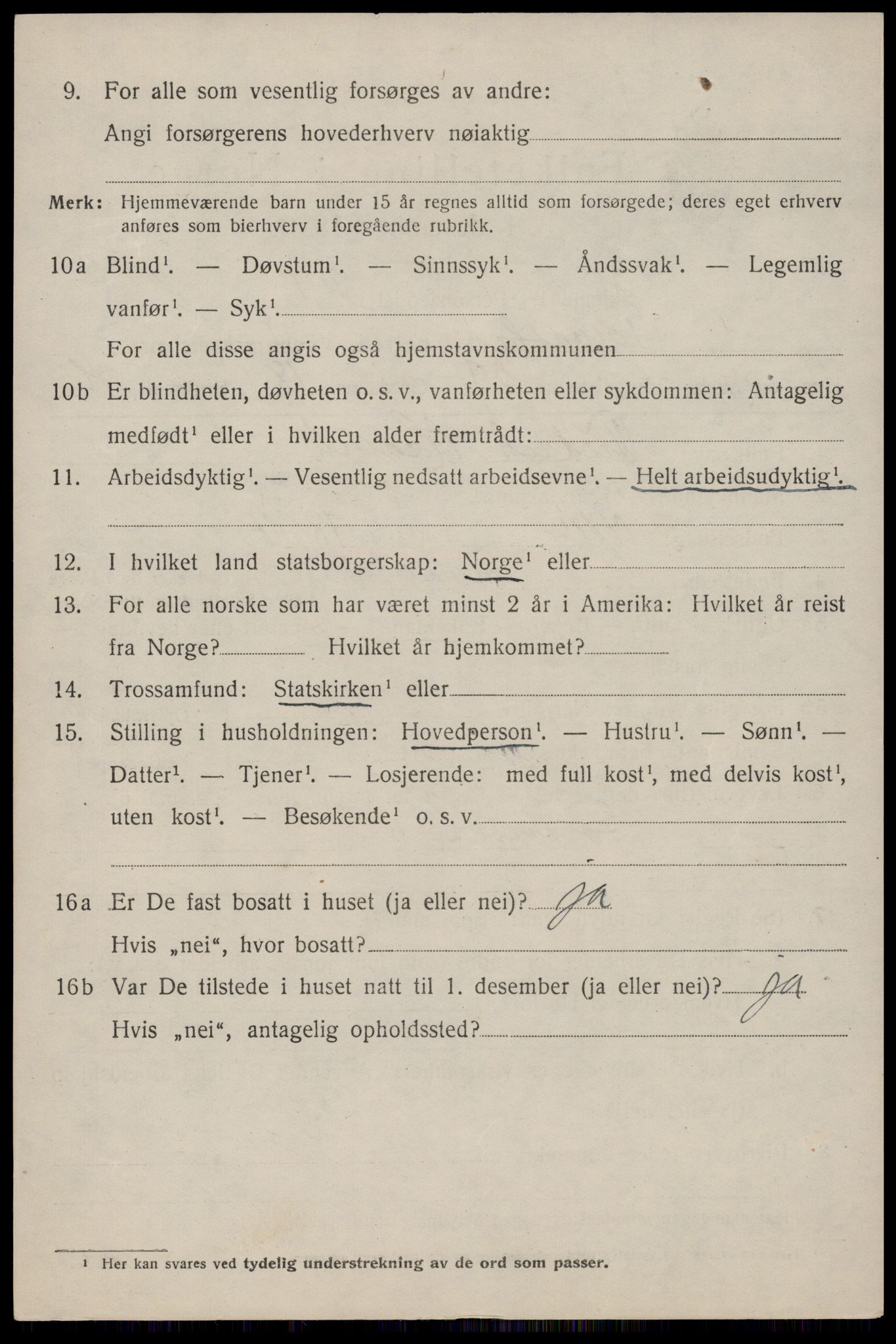 SAST, 1920 census for Torvastad, 1920, p. 3607