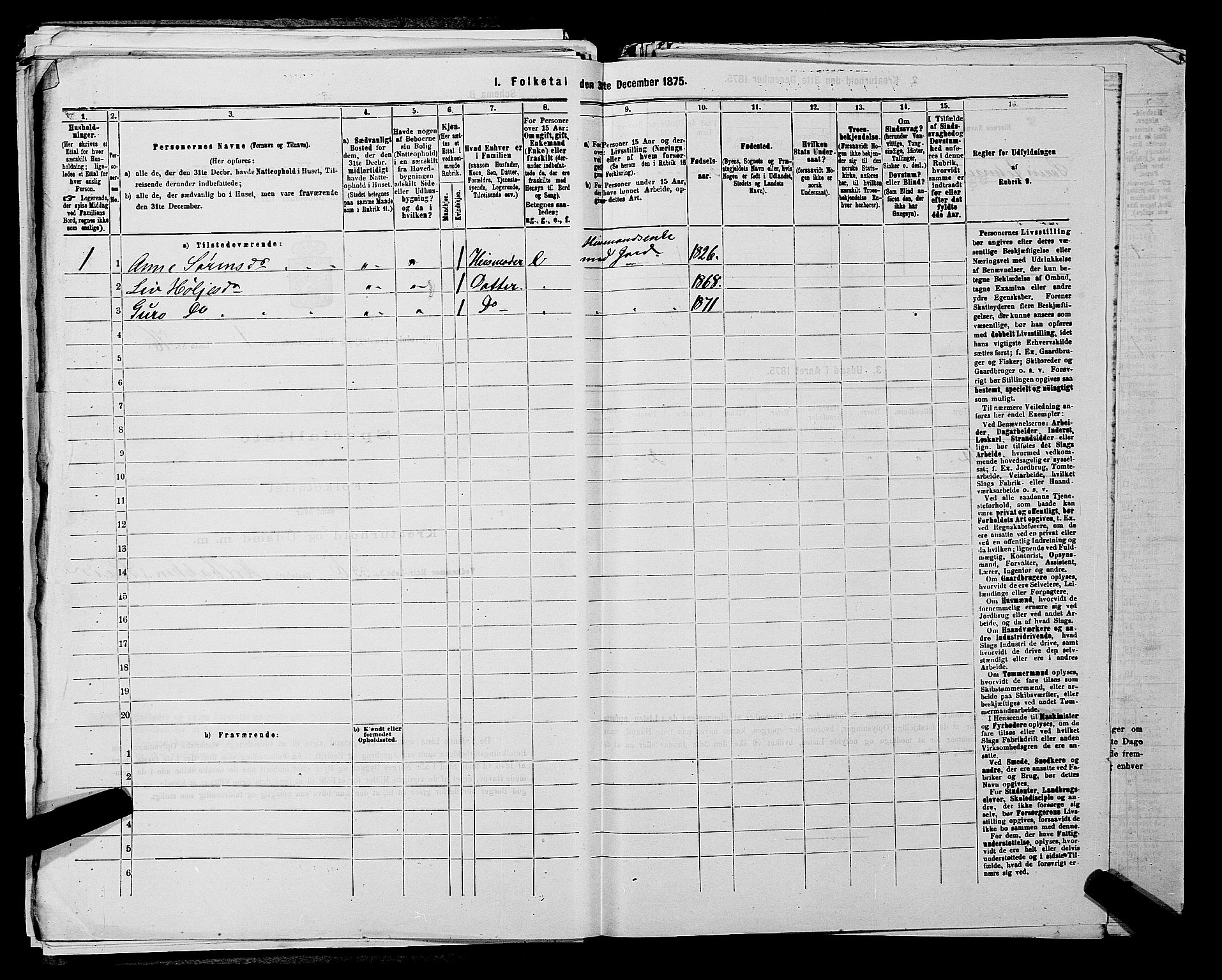 SAKO, 1875 census for 0827P Hjartdal, 1875, p. 197