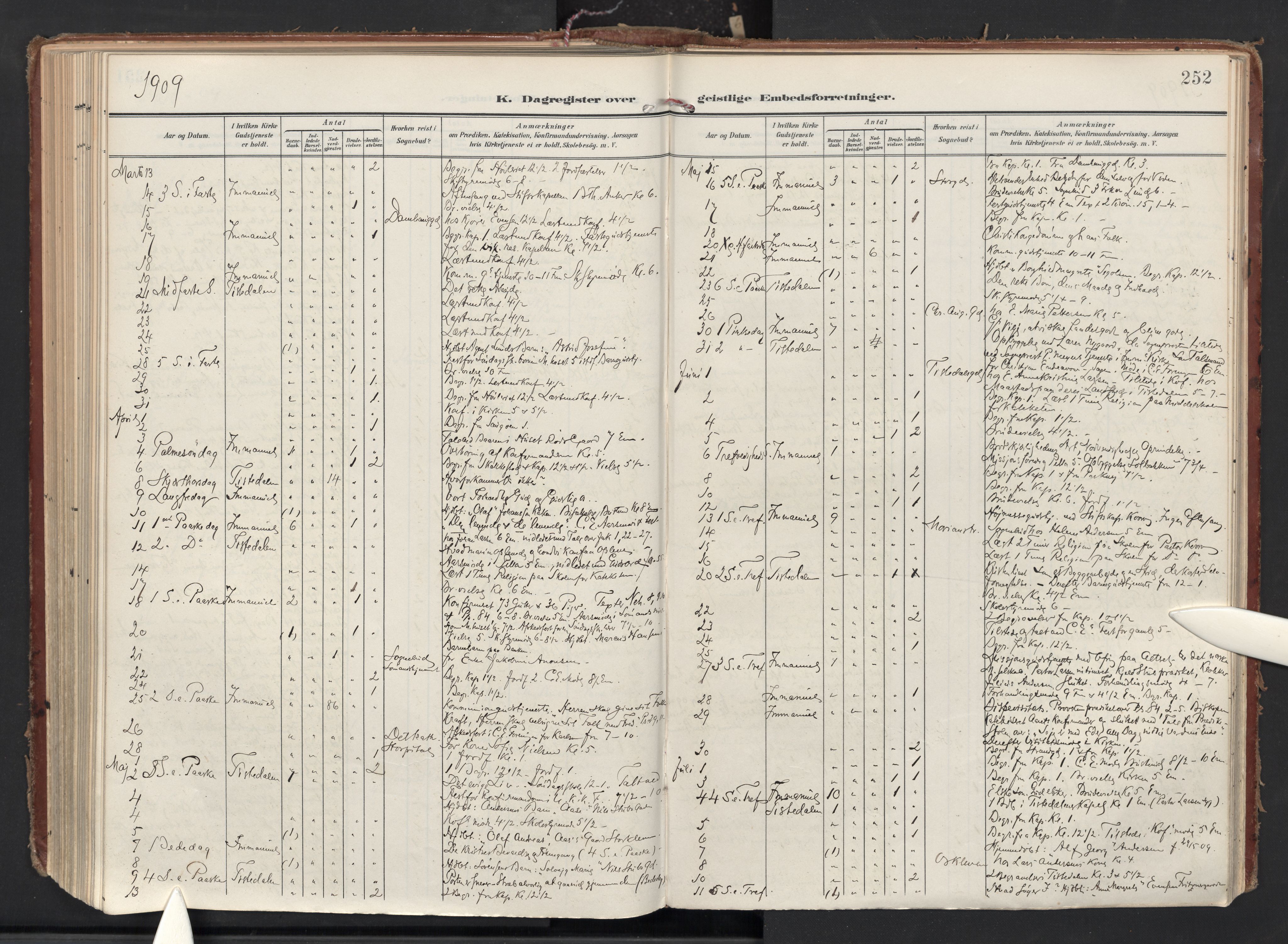 Halden prestekontor Kirkebøker, AV/SAO-A-10909/F/Fa/L0016: Parish register (official) no. I 16, 1907-1925, p. 252