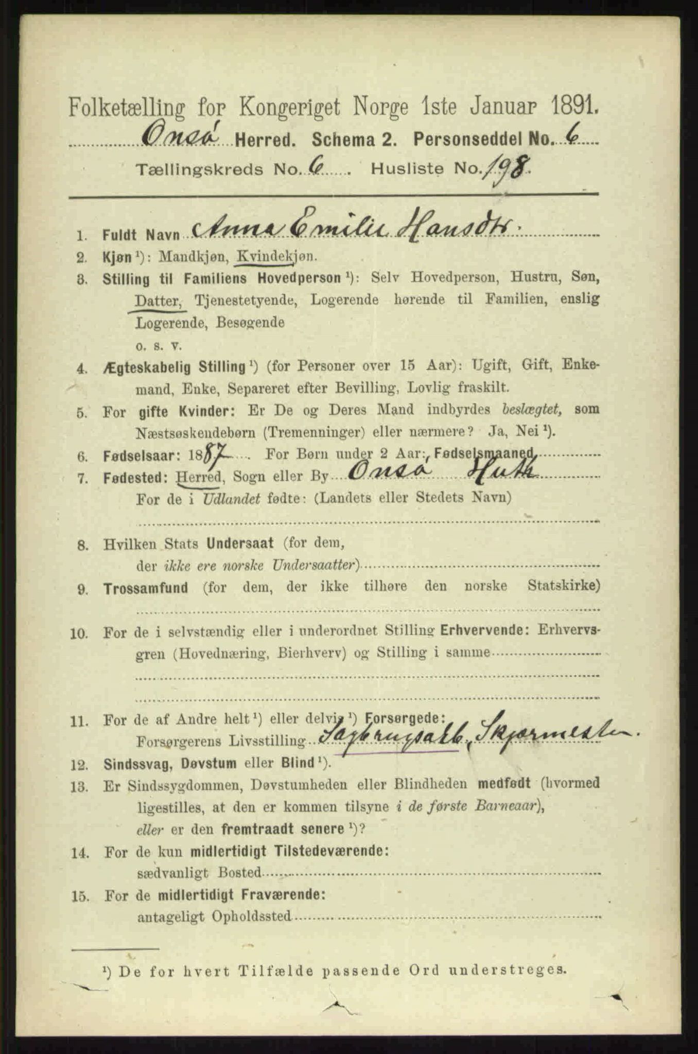 RA, 1891 census for 0134 Onsøy, 1891, p. 6356