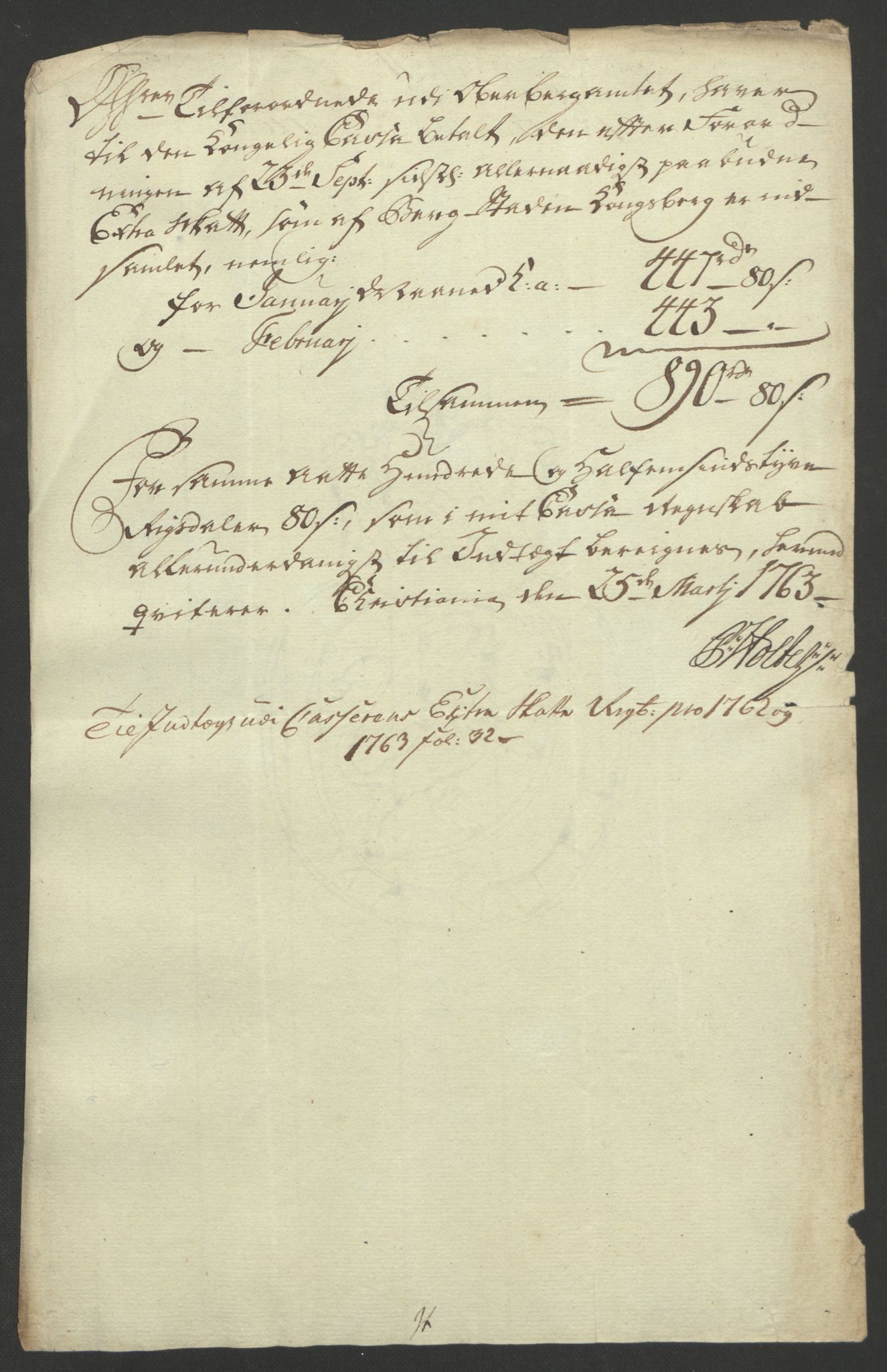 Rentekammeret inntil 1814, Reviderte regnskaper, Bergverksregnskaper, AV/RA-EA-3222/R/Rc/Rca/L0843: Ekstraskatt, 1762-1765, p. 600