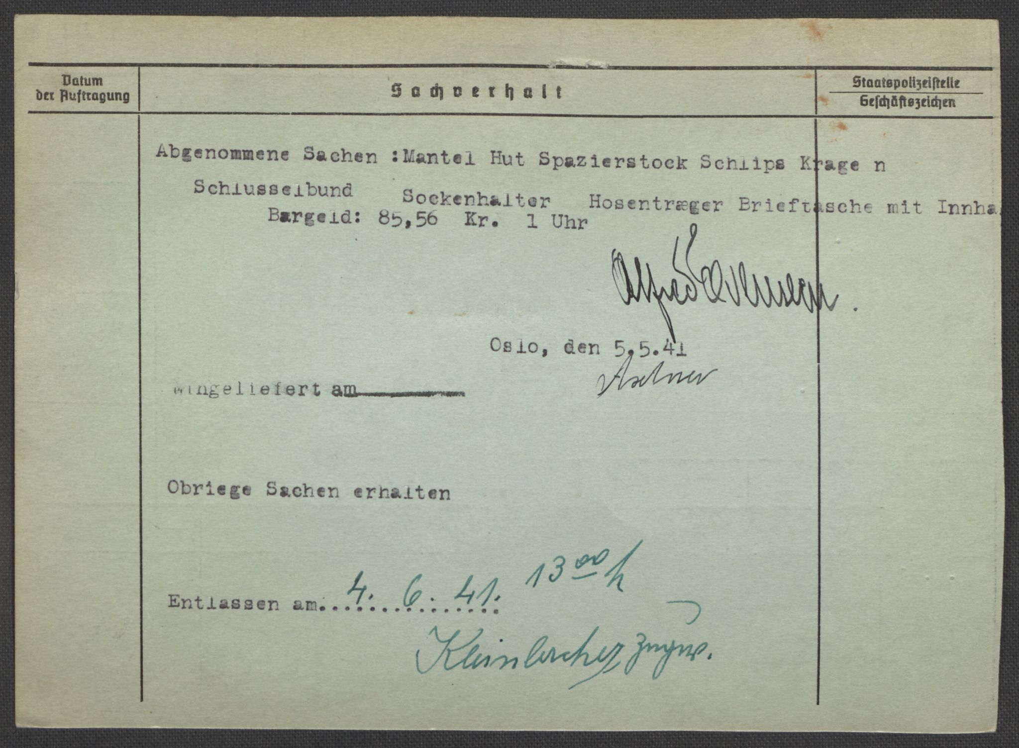 Befehlshaber der Sicherheitspolizei und des SD, RA/RAFA-5969/E/Ea/Eaa/L0003: Register over norske fanger i Møllergata 19: Eng-Hag, 1940-1945, p. 179
