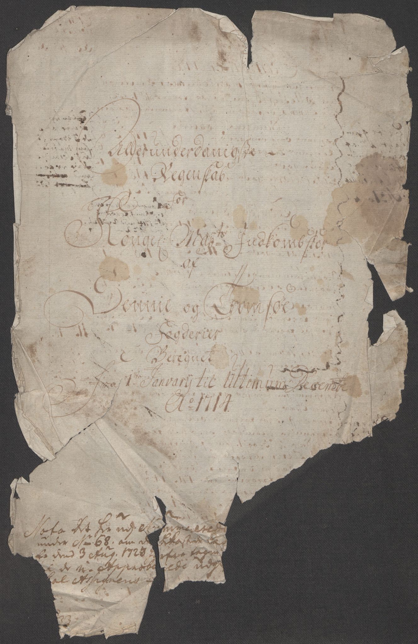 Rentekammeret inntil 1814, Reviderte regnskaper, Fogderegnskap, AV/RA-EA-4092/R68/L4760: Fogderegnskap Senja og Troms, 1714, p. 5