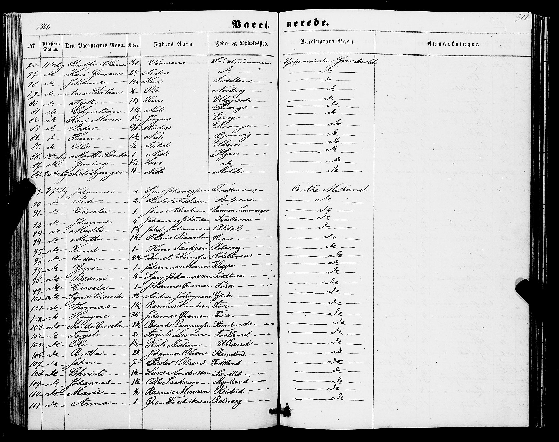 Os sokneprestembete, SAB/A-99929: Parish register (official) no. A 17, 1860-1873, p. 302