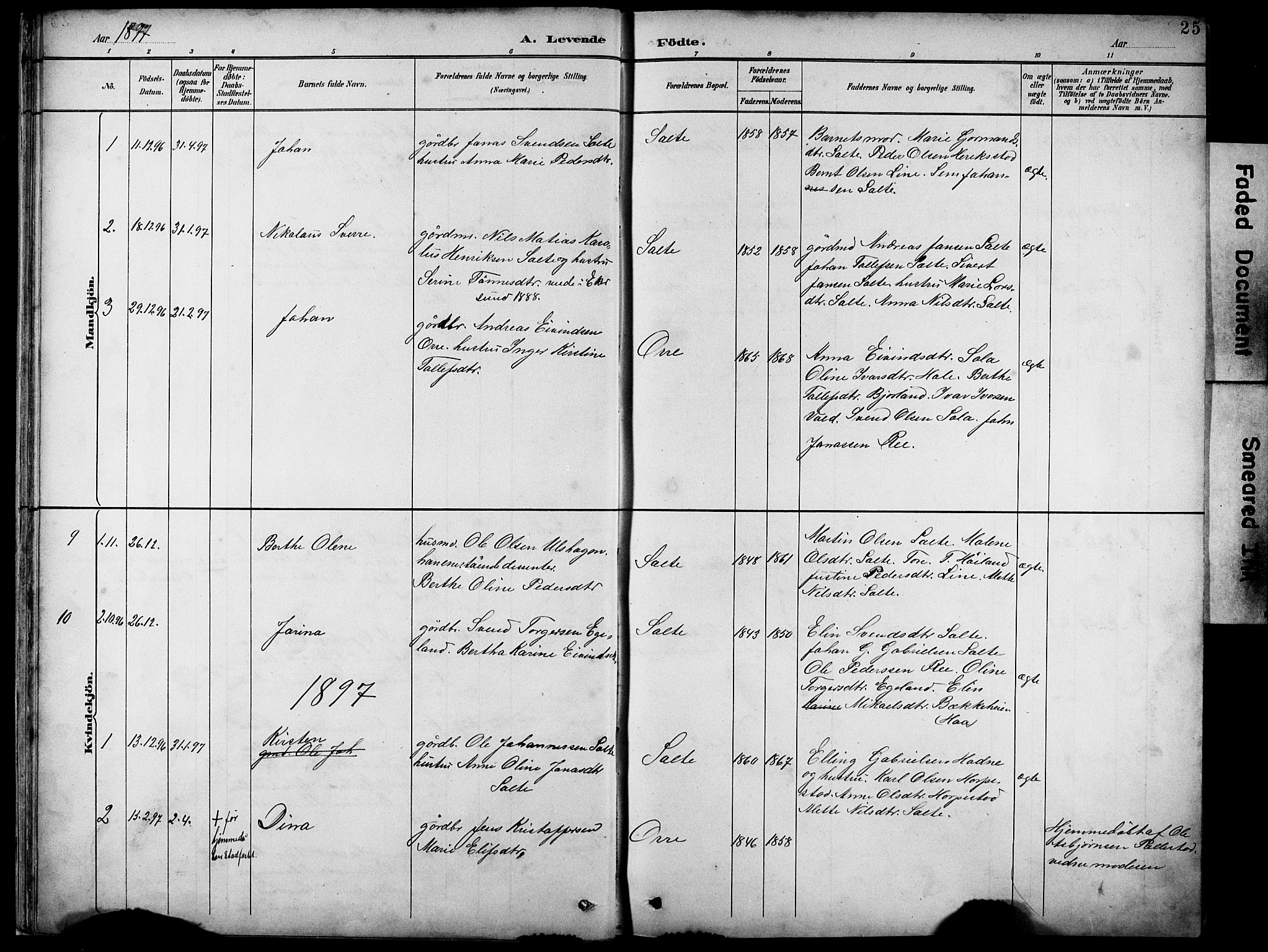 Klepp sokneprestkontor, SAST/A-101803/001/3/30BB/L0005: Parish register (copy) no. B 5, 1889-1918, p. 25
