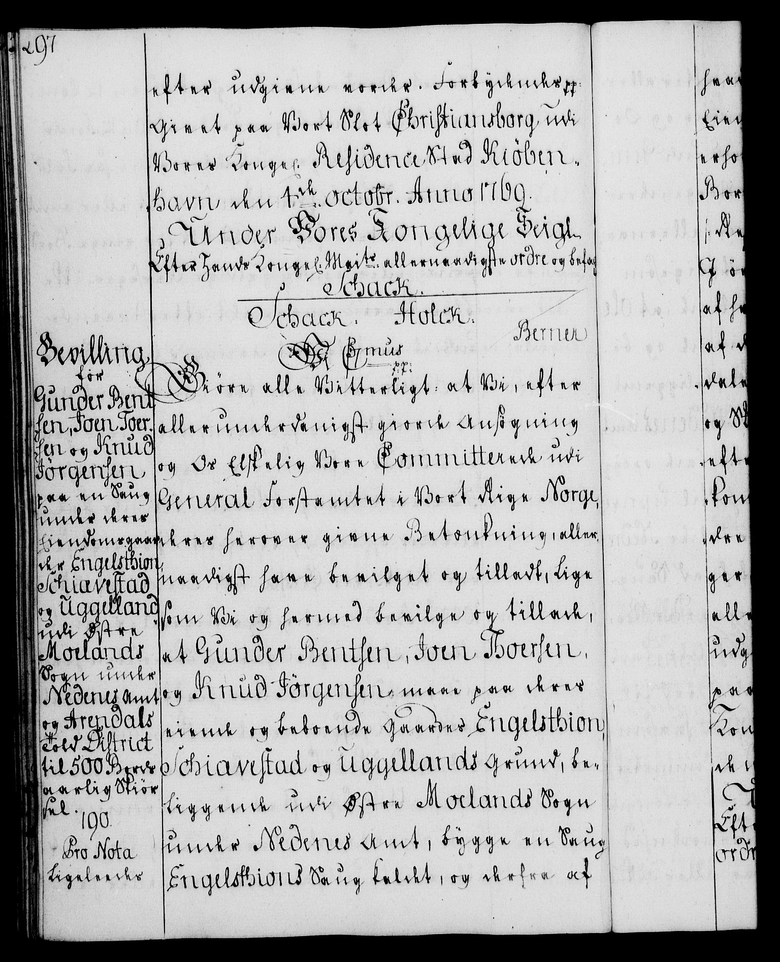 Rentekammeret, Kammerkanselliet, AV/RA-EA-3111/G/Gg/Gga/L0008: Norsk ekspedisjonsprotokoll med register (merket RK 53.8), 1768-1771, p. 297