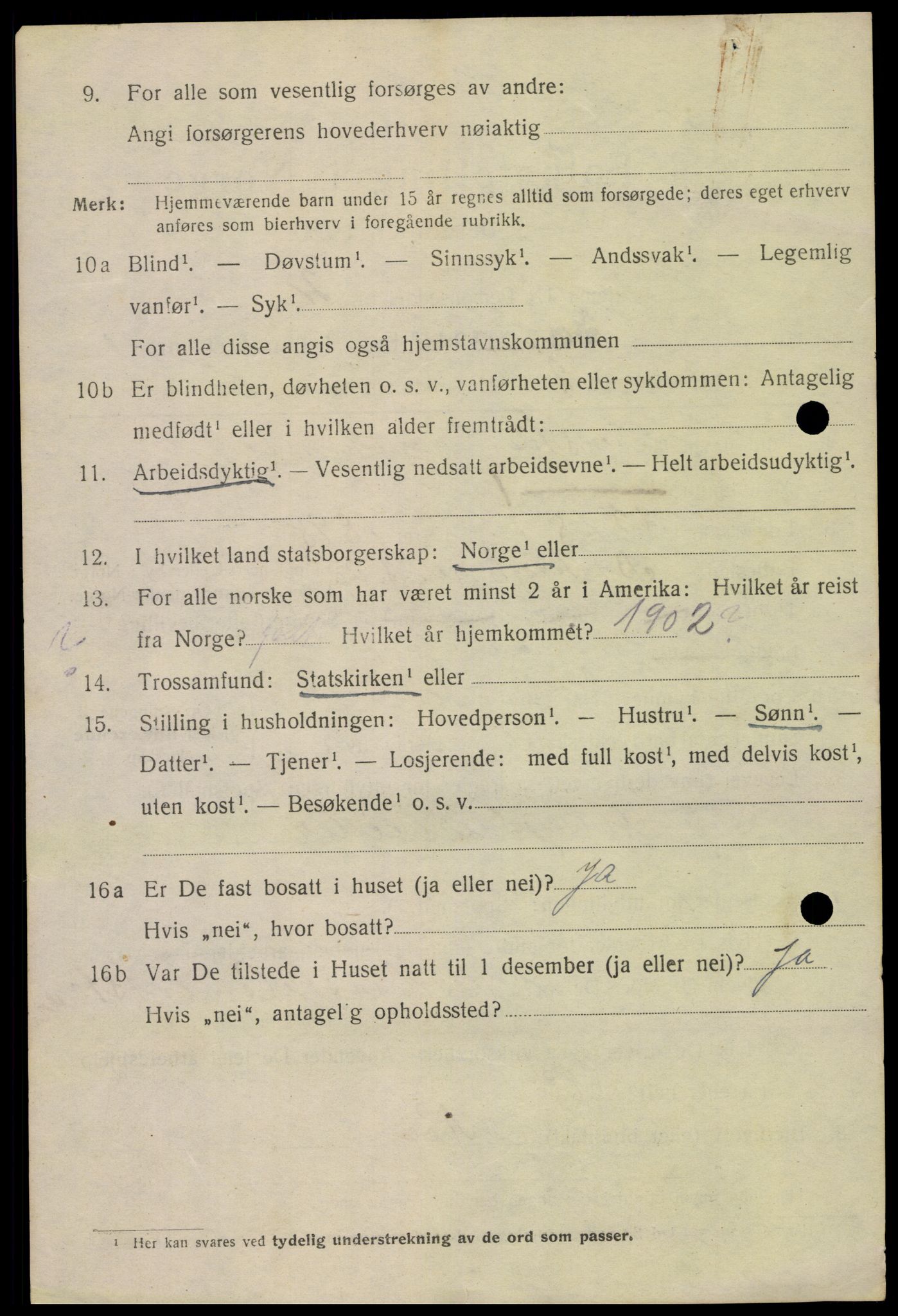 SAK, 1920 census for Farsund, 1920, p. 1226