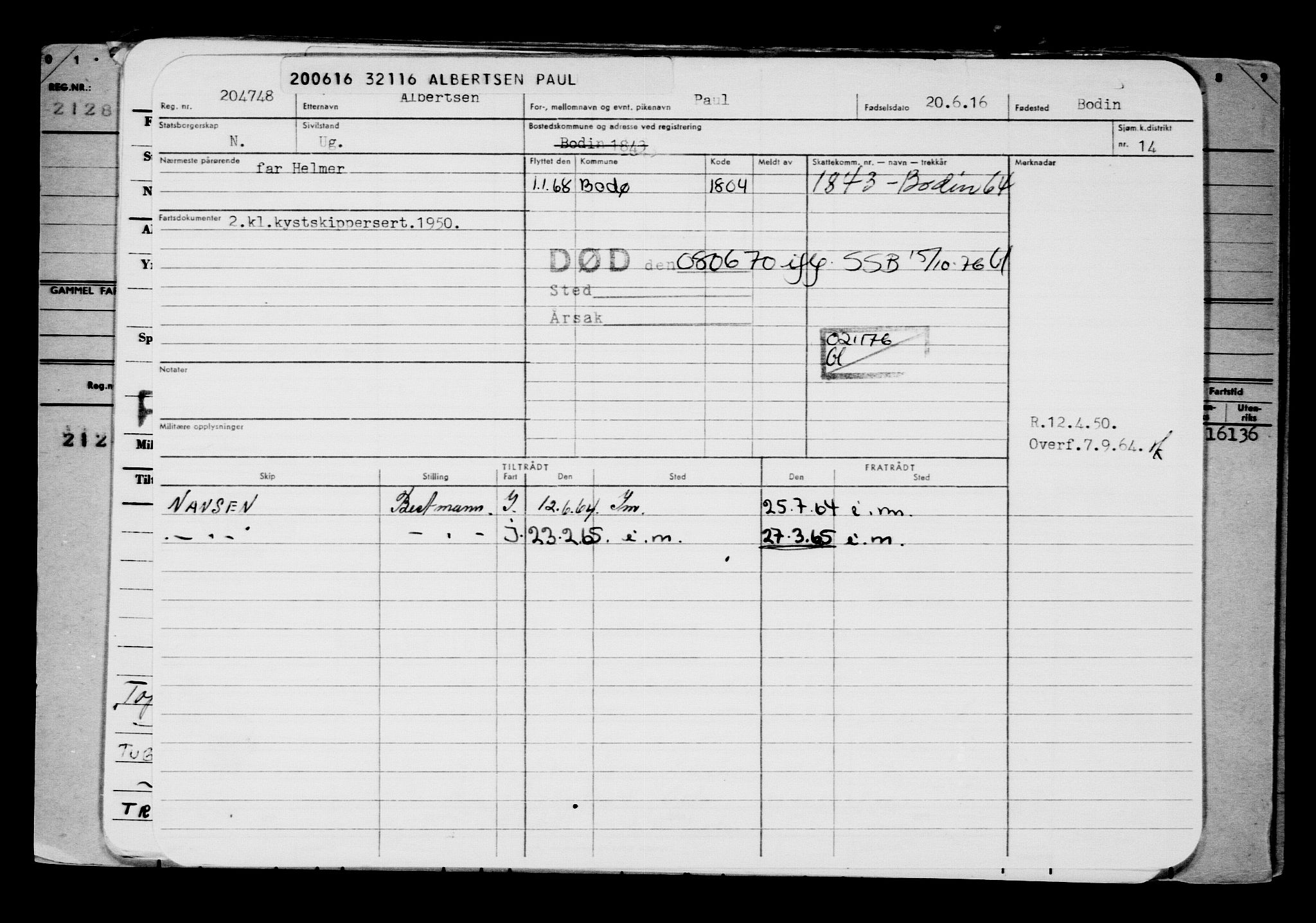 Direktoratet for sjømenn, AV/RA-S-3545/G/Gb/L0140: Hovedkort, 1916, p. 207