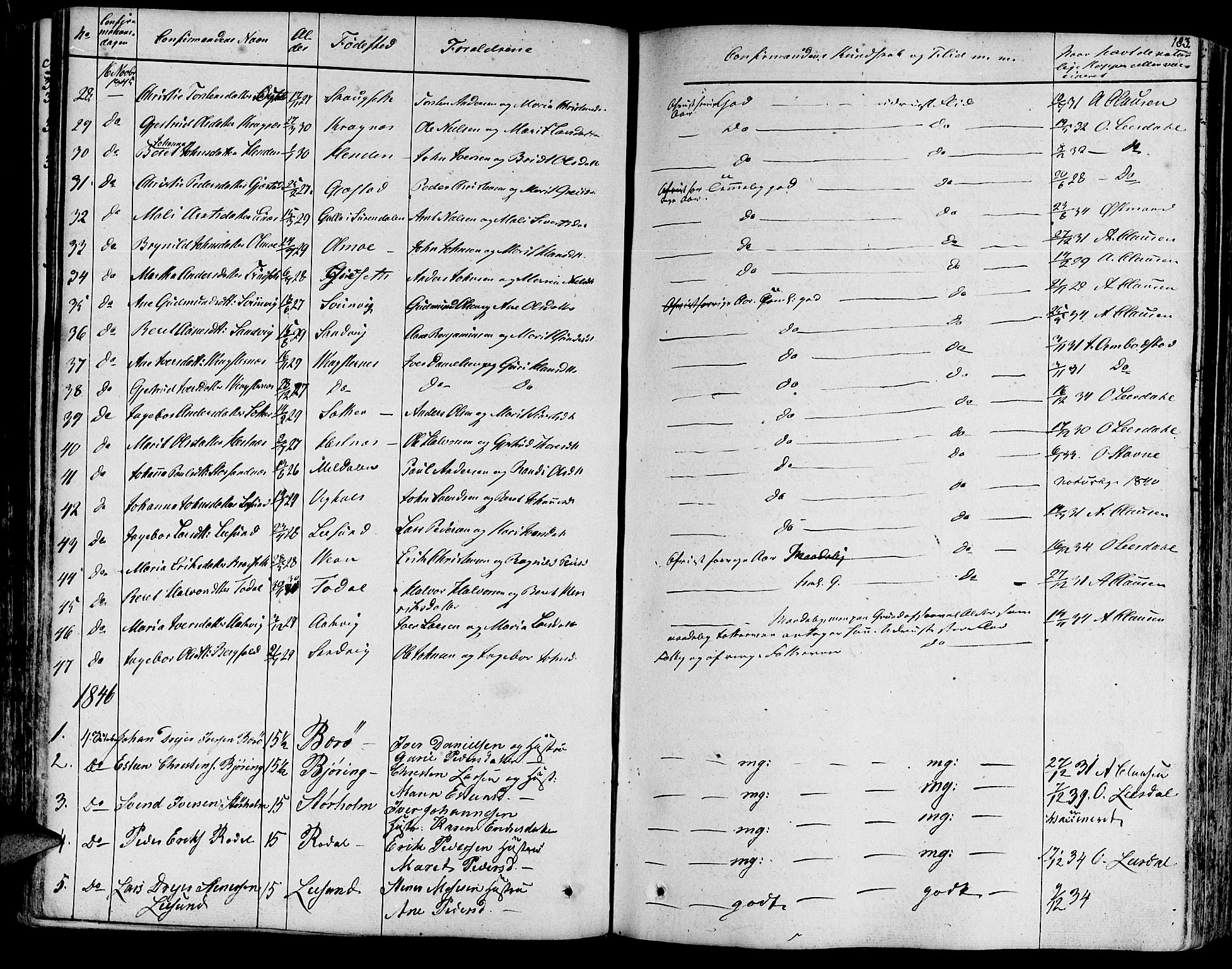 Ministerialprotokoller, klokkerbøker og fødselsregistre - Møre og Romsdal, AV/SAT-A-1454/578/L0904: Parish register (official) no. 578A03, 1836-1858, p. 183