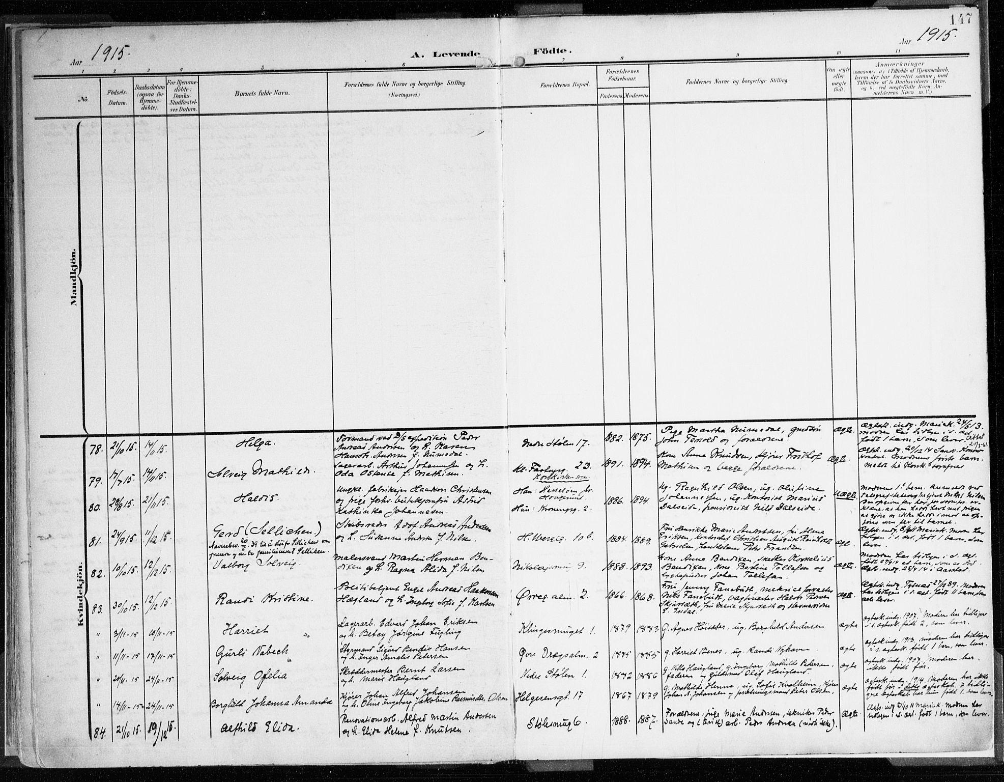 Mariakirken Sokneprestembete, AV/SAB-A-76901/H/Haa/L0010: Parish register (official) no. B 1, 1901-1915, p. 147