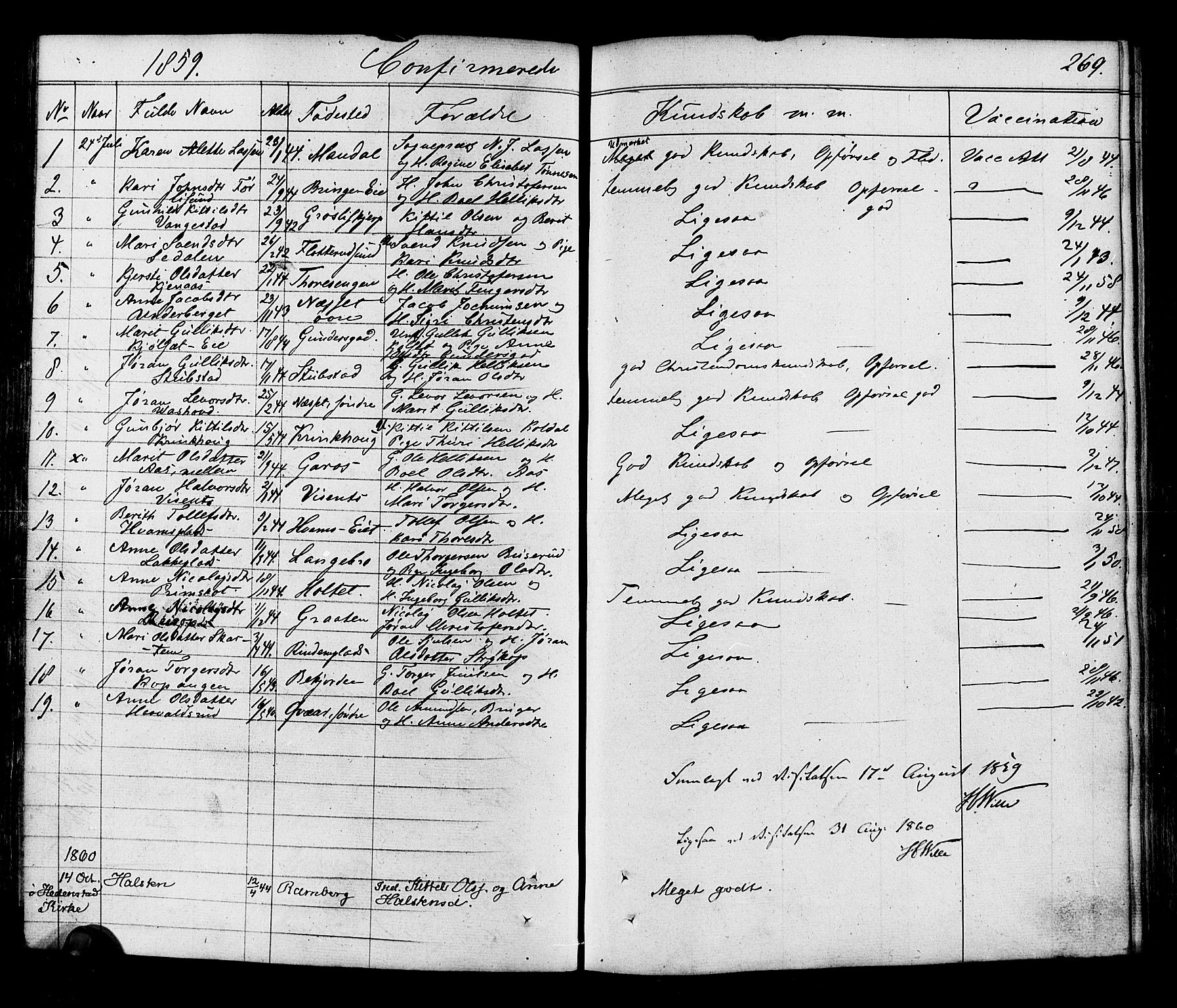 Flesberg kirkebøker, SAKO/A-18/F/Fa/L0006: Parish register (official) no. I 6, 1834-1860, p. 269