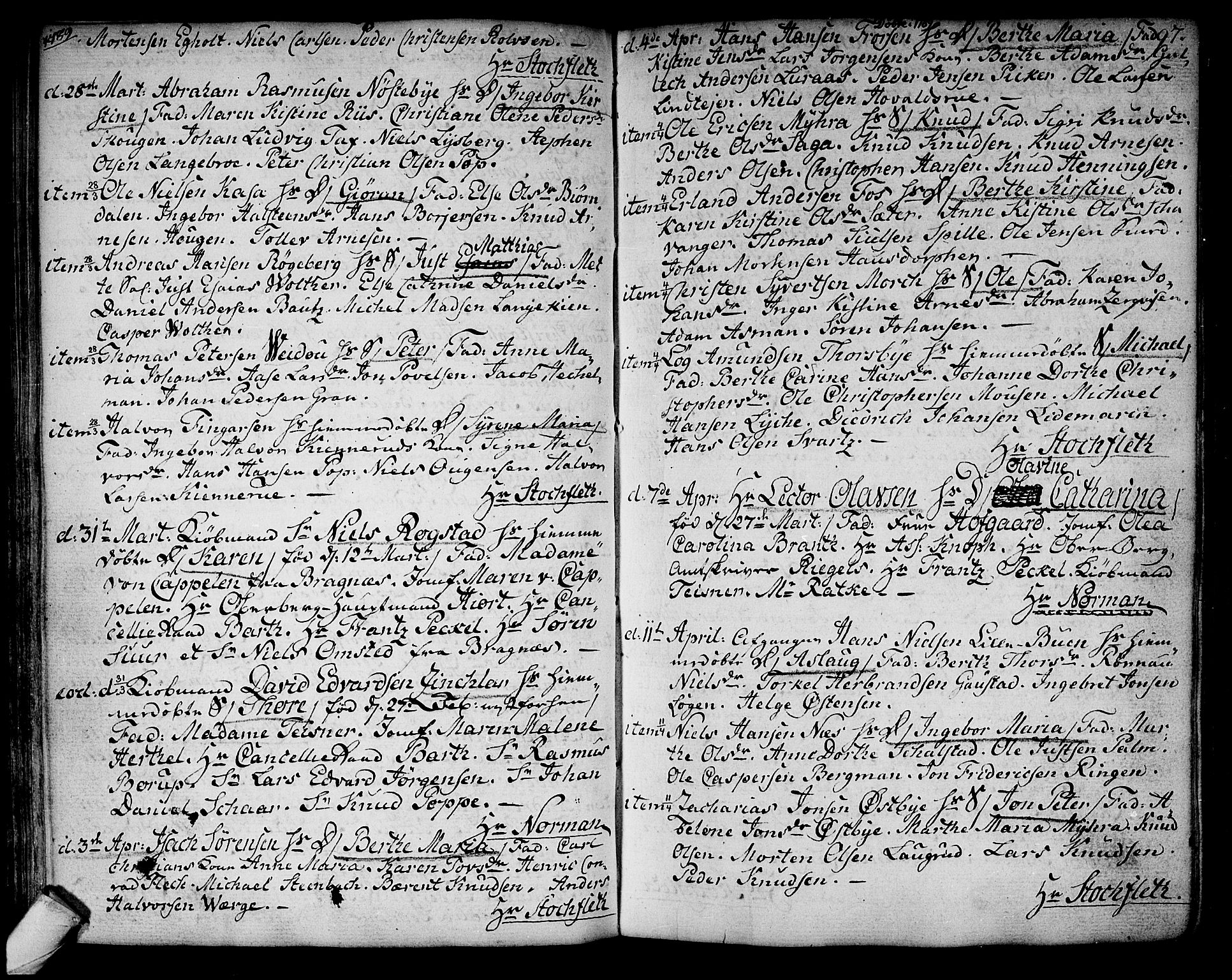 Kongsberg kirkebøker, SAKO/A-22/F/Fa/L0006: Parish register (official) no. I 6, 1783-1797, p. 97