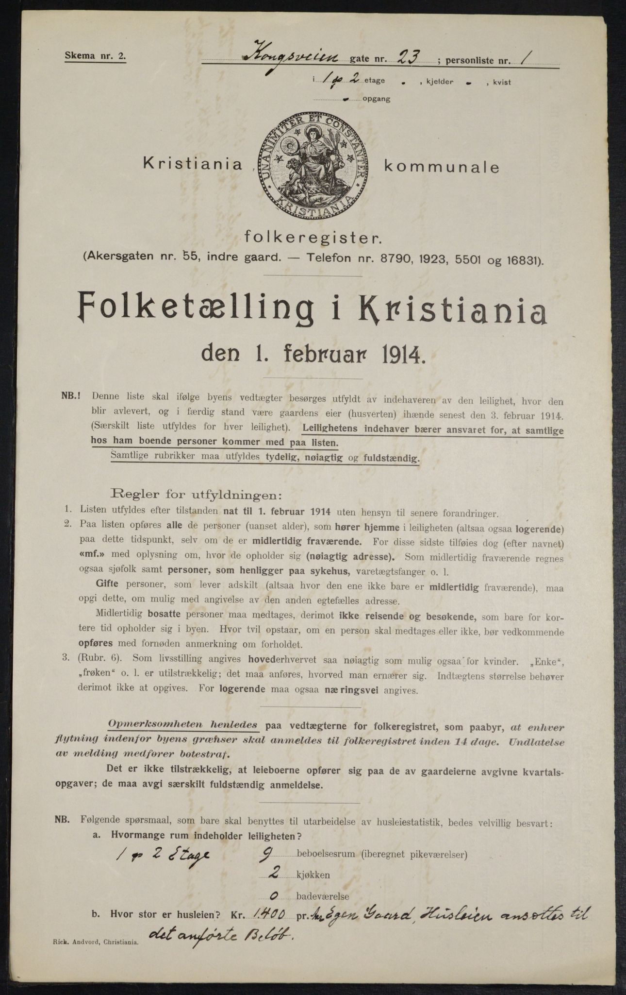 OBA, Municipal Census 1914 for Kristiania, 1914, p. 52918