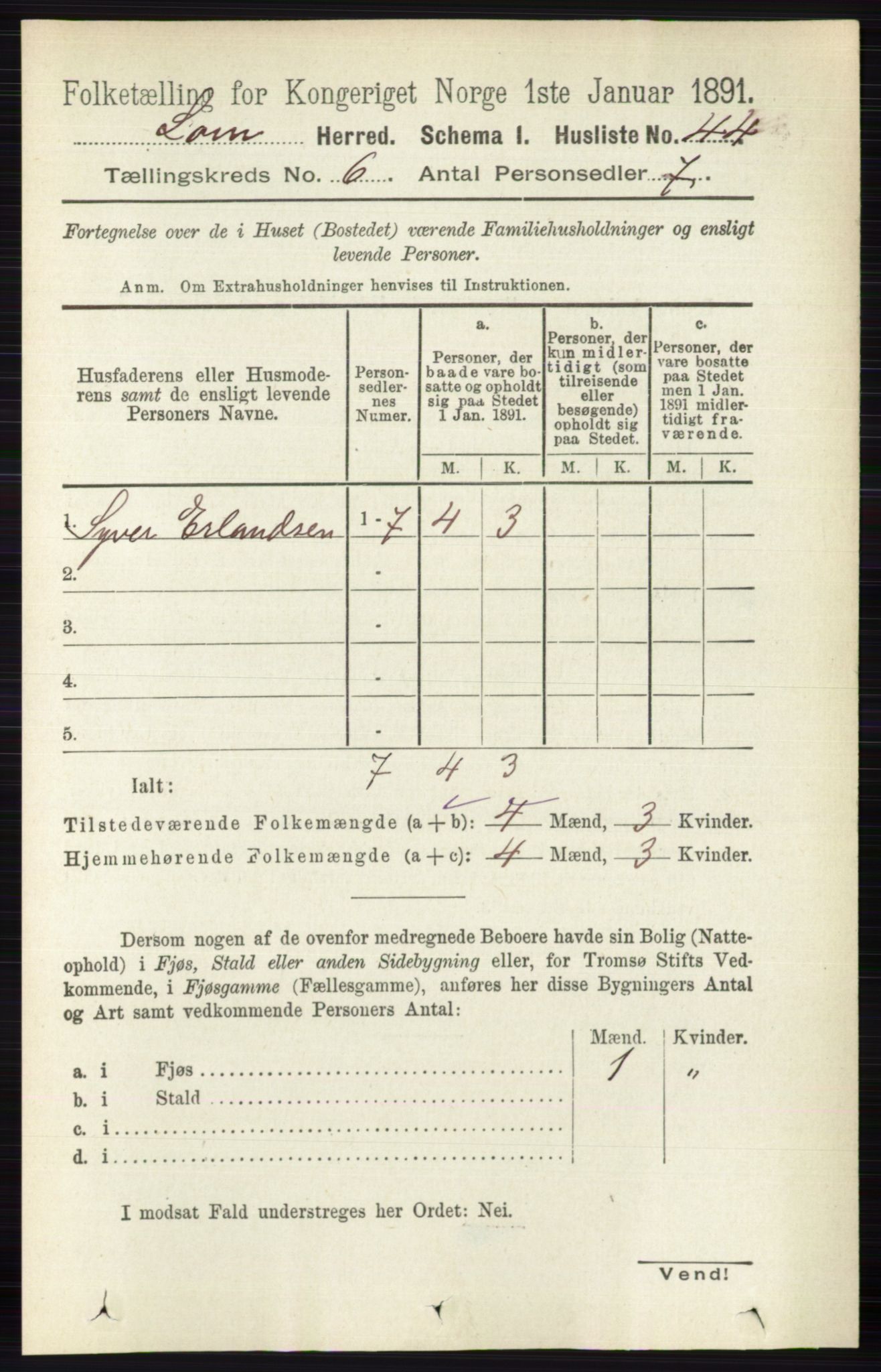 RA, 1891 census for 0514 Lom, 1891, p. 2347