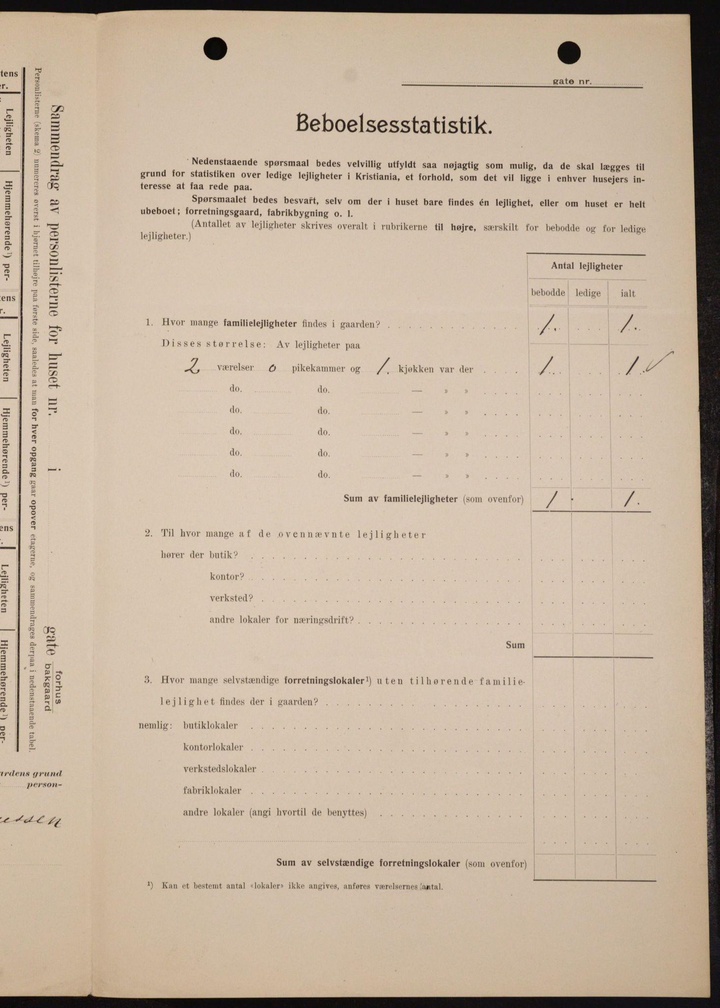 OBA, Municipal Census 1909 for Kristiania, 1909, p. 31145