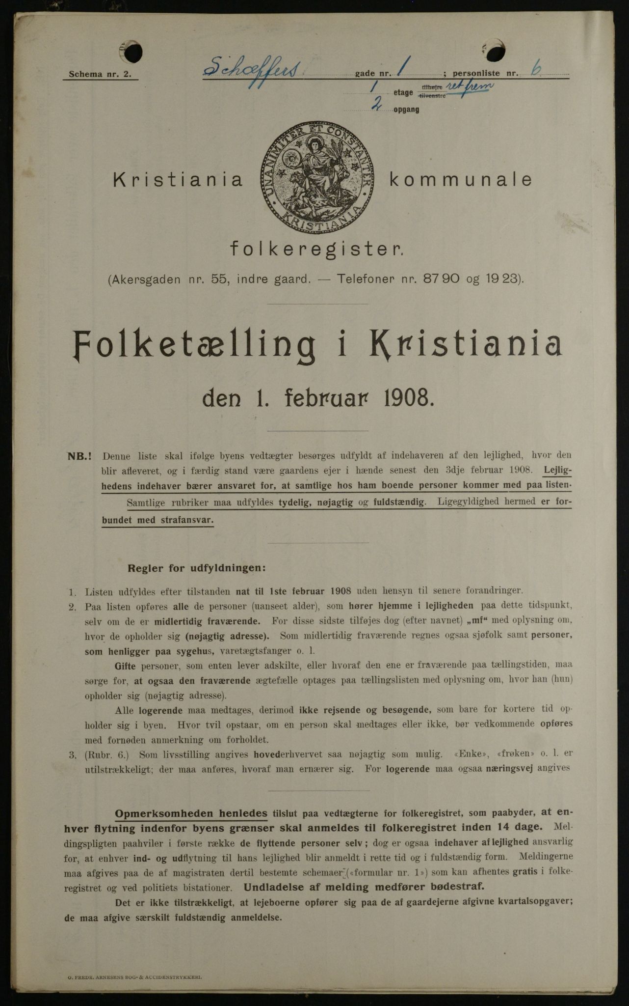 OBA, Municipal Census 1908 for Kristiania, 1908, p. 83665