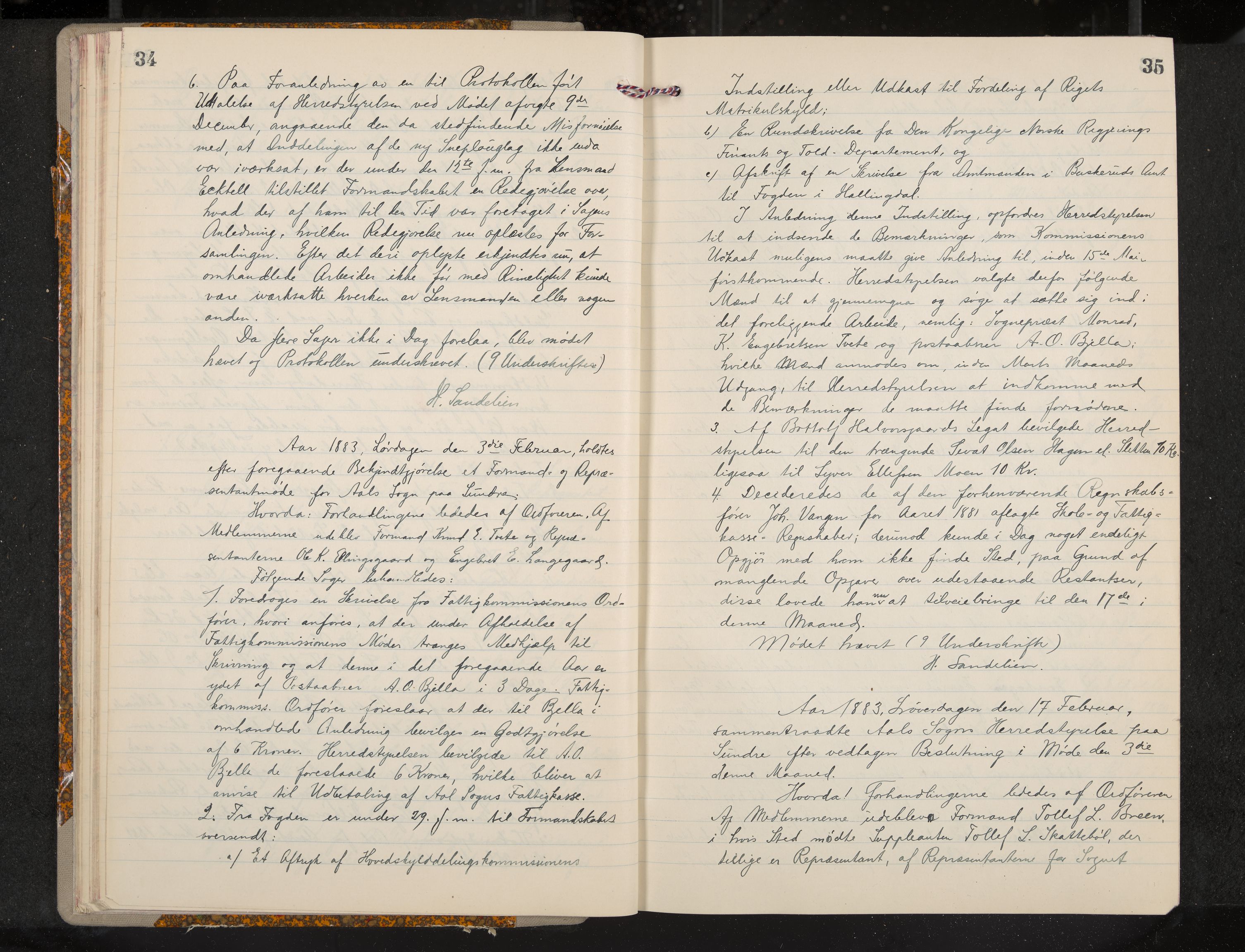 Ål formannskap og sentraladministrasjon, IKAK/0619021/A/Aa/L0004: Utskrift av møtebok, 1881-1901, p. 34-35