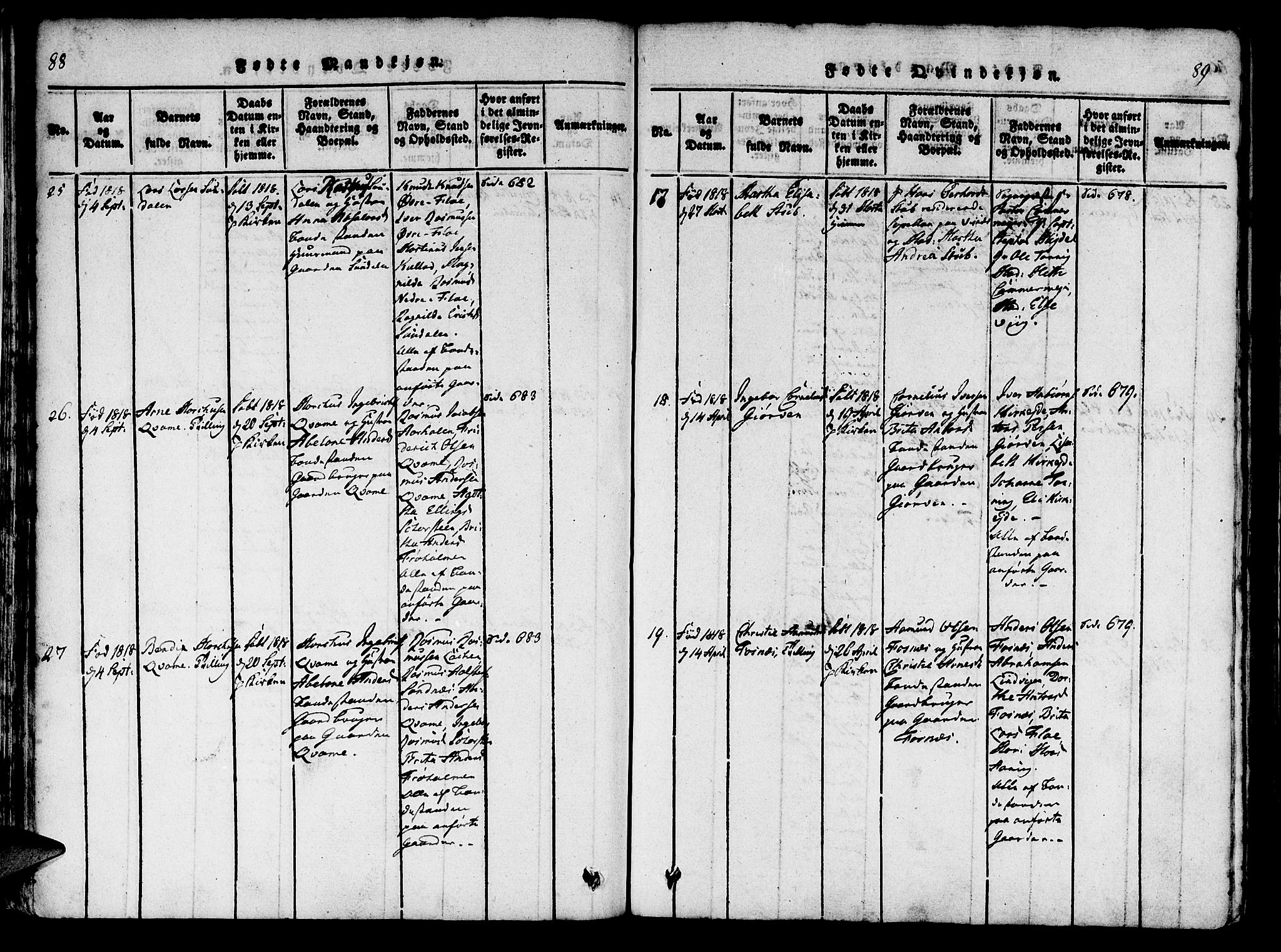 Innvik sokneprestembete, SAB/A-80501: Parish register (official) no. A 2, 1816-1821, p. 88-89