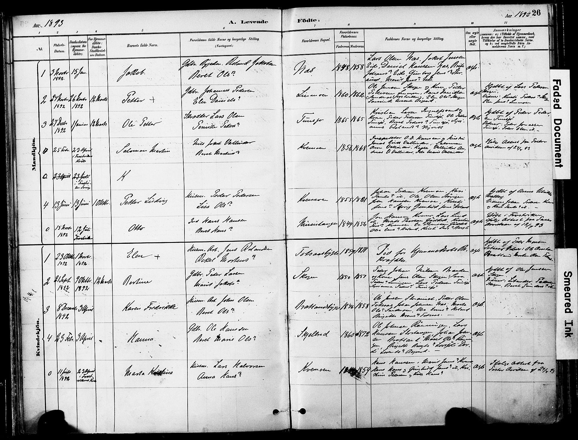 Ministerialprotokoller, klokkerbøker og fødselsregistre - Nord-Trøndelag, SAT/A-1458/755/L0494: Parish register (official) no. 755A03, 1882-1902, p. 26