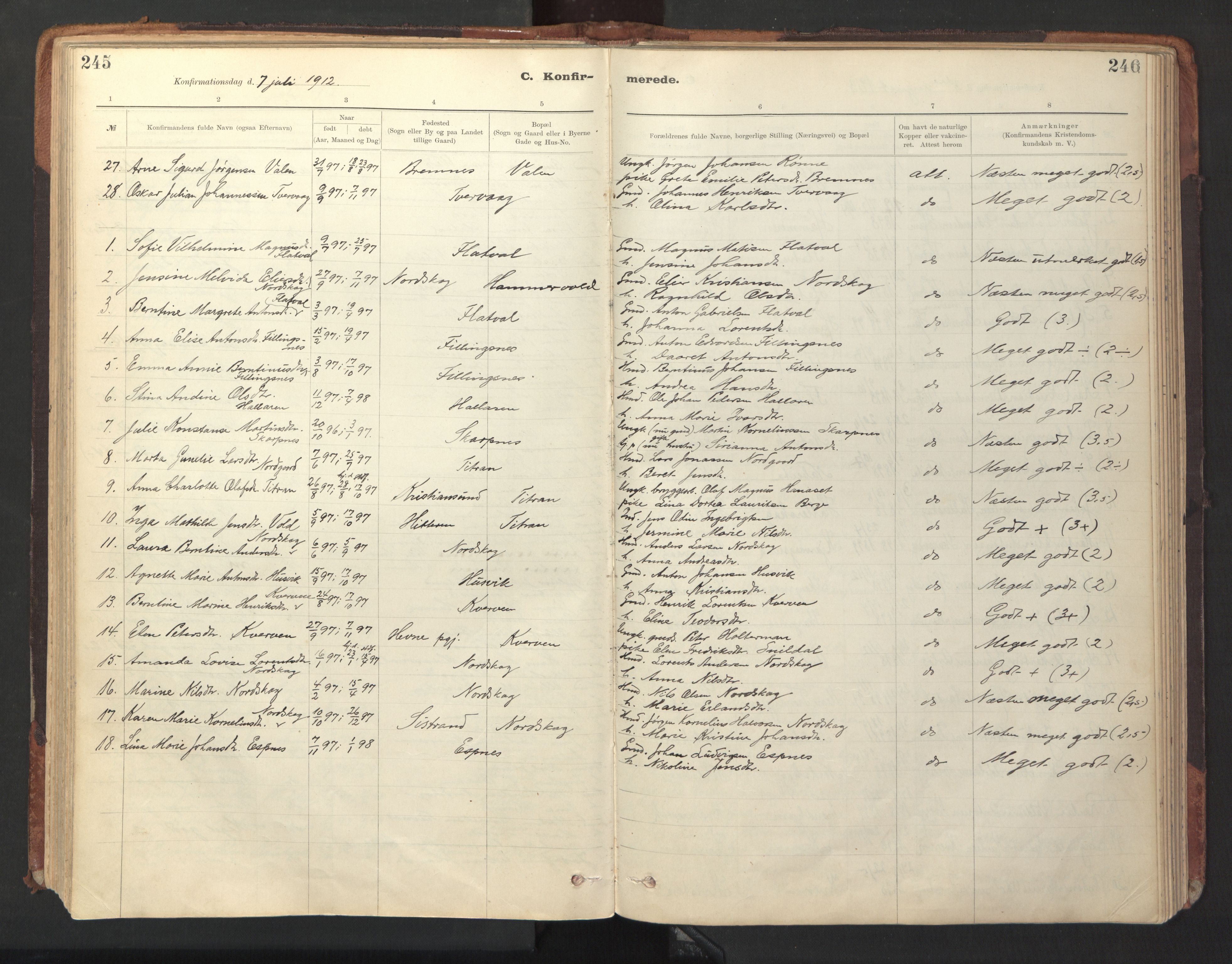 Ministerialprotokoller, klokkerbøker og fødselsregistre - Sør-Trøndelag, SAT/A-1456/641/L0596: Parish register (official) no. 641A02, 1898-1915, p. 245-246